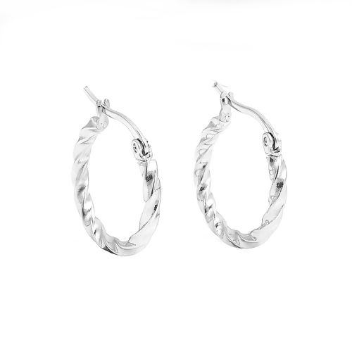 Picture of 316 Stainless Steel Hoop Earrings Gold Plated Spiral Round 25mm(1") x 20mm( 6/8"), Post/ Wire Size: (17 gauge), 1 Pair