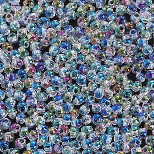 Bild von (Japan Import) Glas Tropfen Fringe Rocailles Perlen Fuchsie Lüster Transparent ca. 4mm x 3.5mm, Loch:ca. 0.9mm, 20 Gramm (ca. 20 Stück/Gramm)