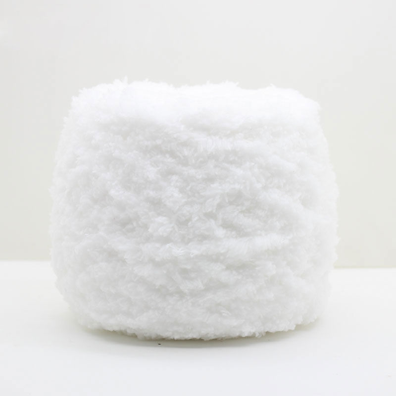 Image de Fil à Tricoter Super Doux en Tissu Polaire Velours Blanc 3mm, 1 Pelote
