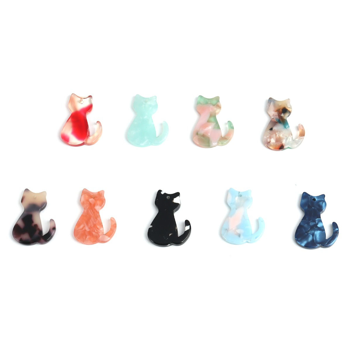 Immagine di Acetato Resina Acetica Acetato Acrilico Marmo Ciondoli Gatto Multicolore 5 Pz