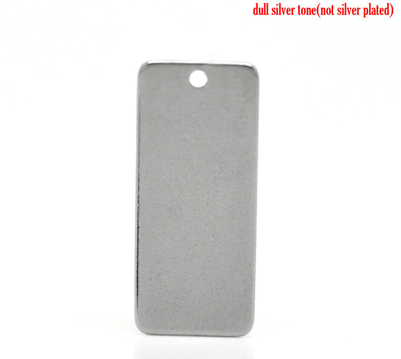 Picture of 304 Stainless Steel Blank Stamping Tags Pendants Silver Tone Roller Burnishing 20 PCs