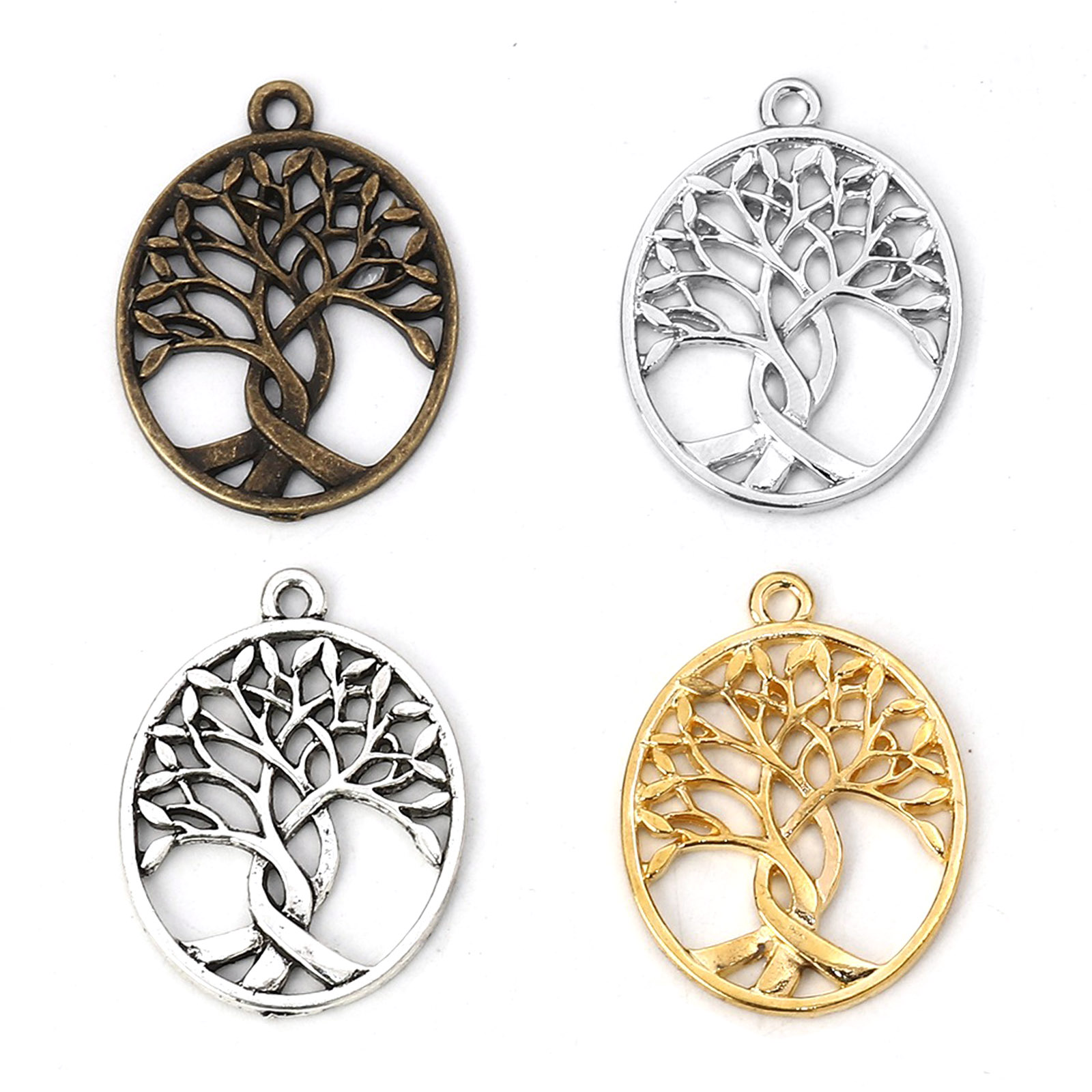 Immagine di Lega di Zinco Stile Bohemien Ciondoli Ovale Ossido di Rame Albero 31mm x 24mm , 5 Pz