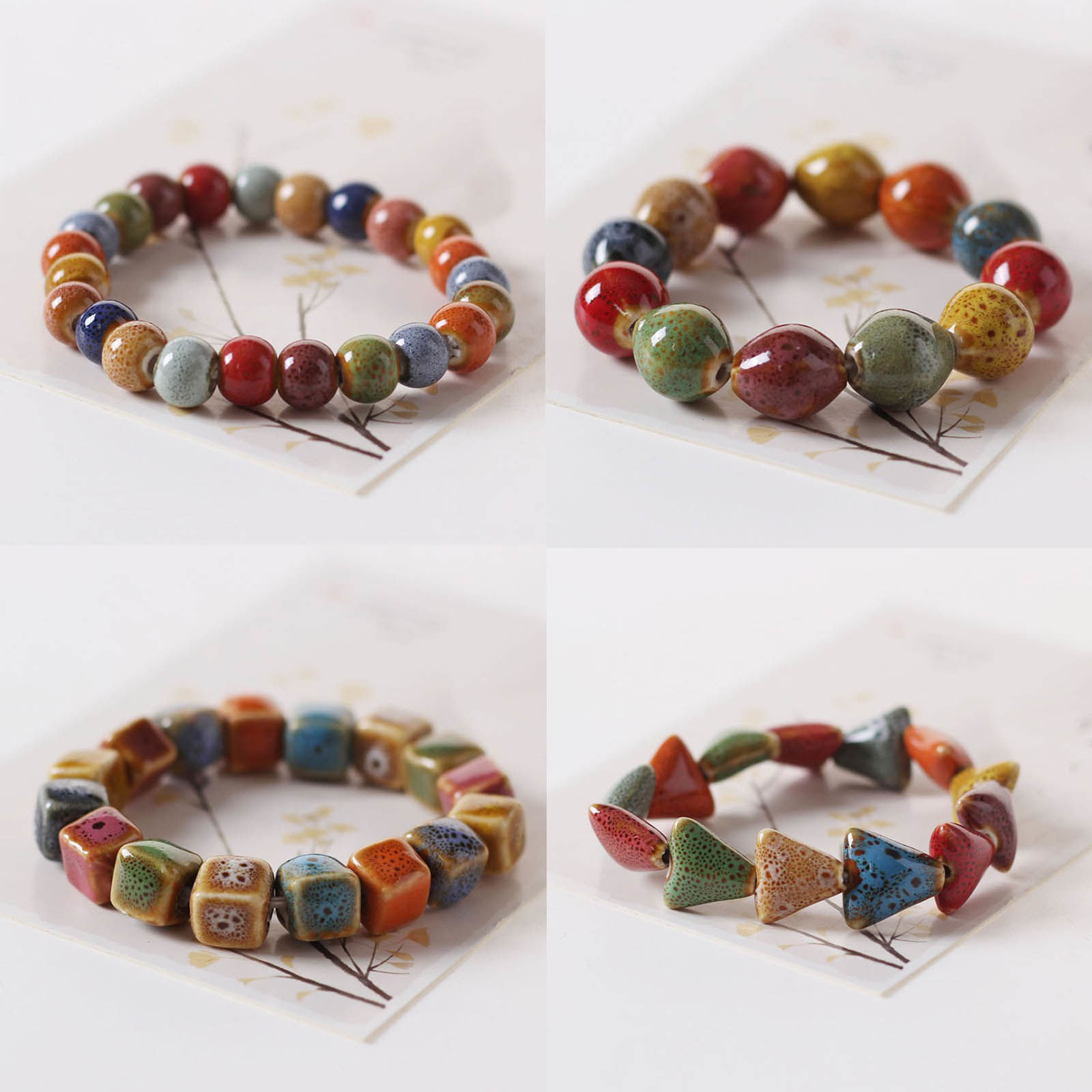 Picture of Ceramic Dainty Bracelets Delicate Bracelets Beaded Bracelet Multicolor Heart Elastic 1 Piece
