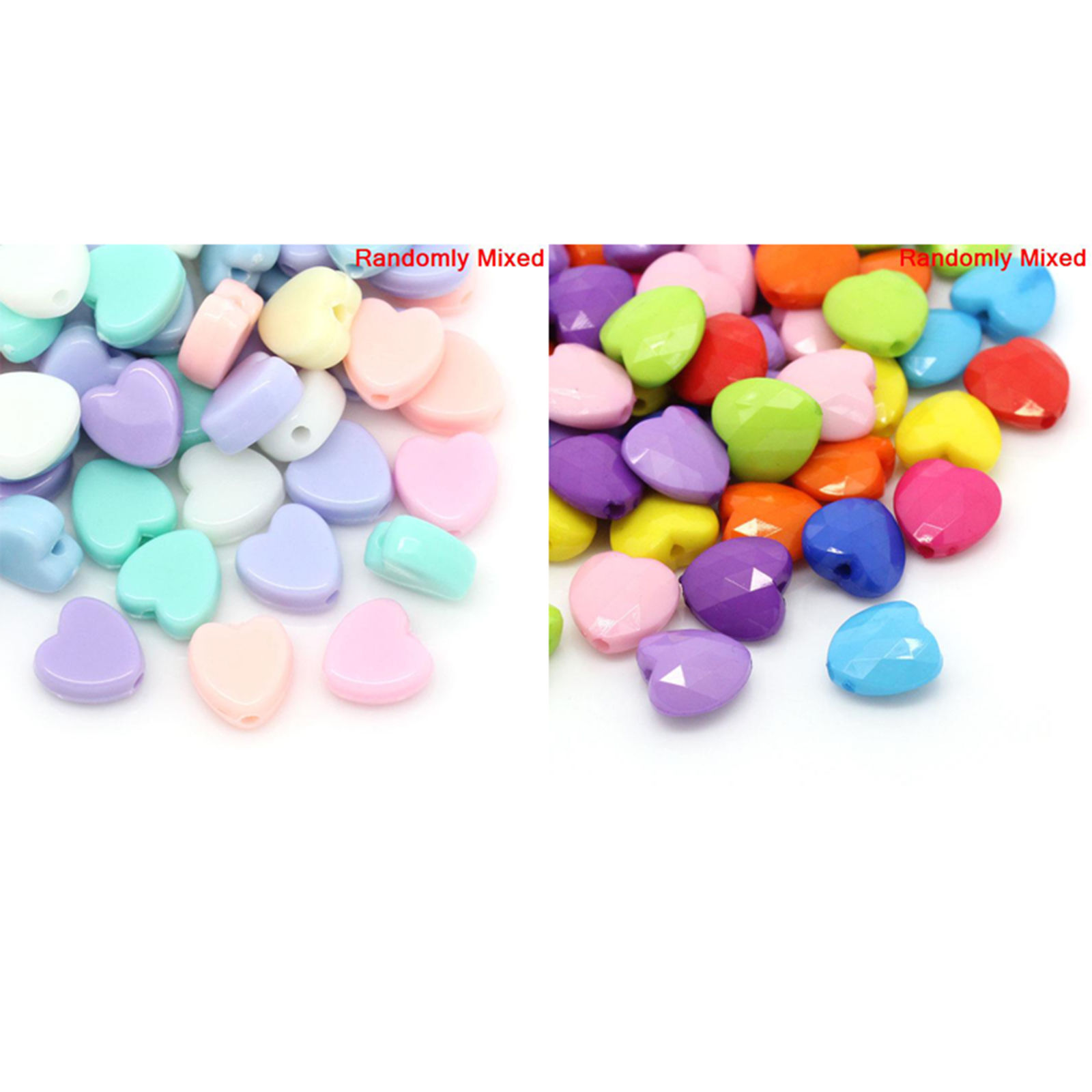 Picture of Pastel Acrylic Bubblegum Beads Heart At Random About 8mm x 8mm, Hole: Approx 1.5mm, 300 PCs