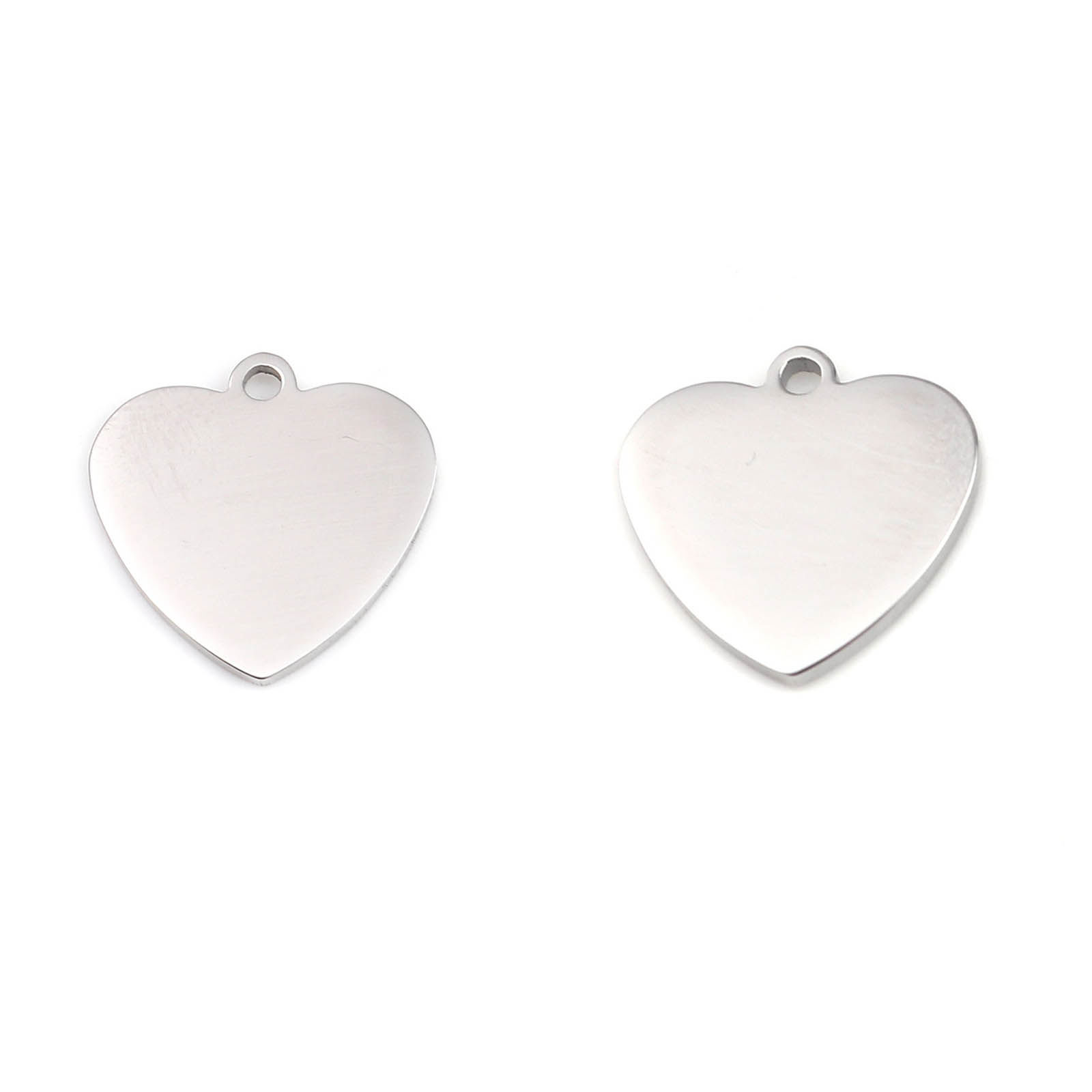 Picture of Stainless Steel Charms Heart Silver Tone Blank Stamping Tags 17mm x 17mm, 1 Piece