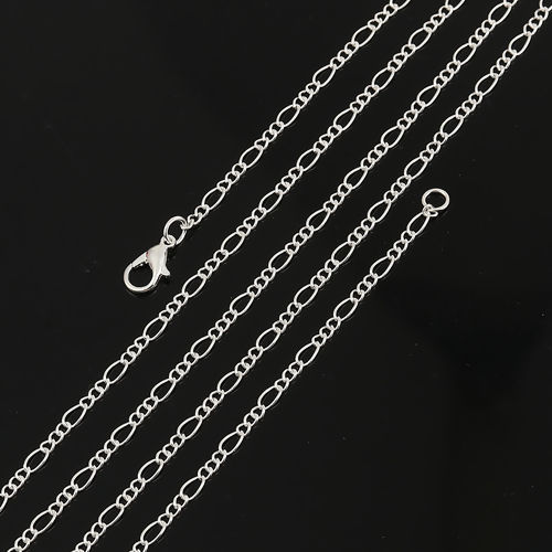 Bild von Eisenlegierung Panzerkette Kette Halskette Silberfarbe 51cm lang, Kettegröße: 4x2.7mm, 1 Packung ( 12 Stück/Packung)