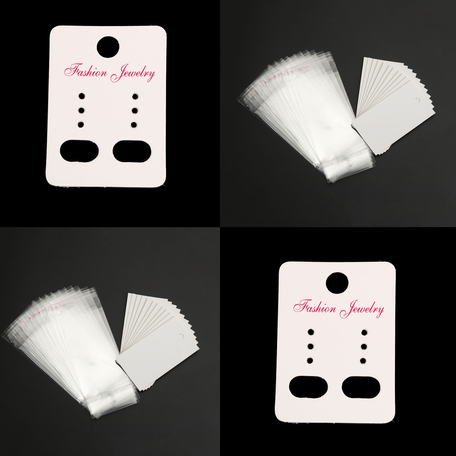 Picture of Paper Jewelry Earrings Ear Studs Display Cards Rectangle White 4.5cm(1 6/8") x 3.2cm(1 2/8"), 100 Sheets