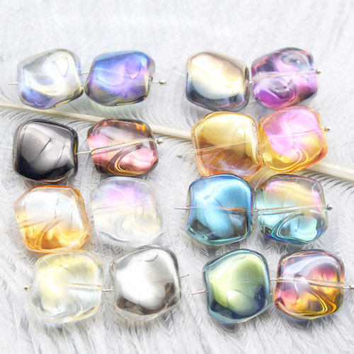 Picture of Lampwork Glass Czech Beads Irregular AB Rainbow 