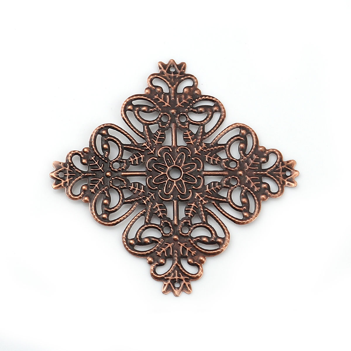 Picture of Iron Based Alloy Filigree Stamping Embellishments Square Silver Tone 56mm(2 2/8") x 56mm(2 2/8"), 30 PCs