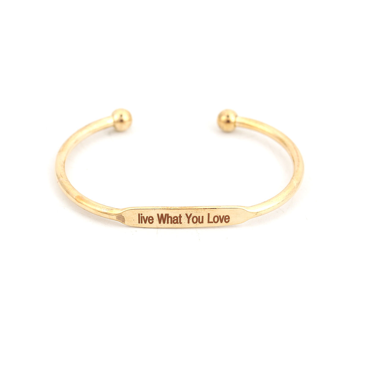 Imagen de Cobre Abierta Cuff Brazaletes Pulseras Rectángulo Tono de Plata Mensaje " live What You Love " 15cm longitud, 1 Unidad