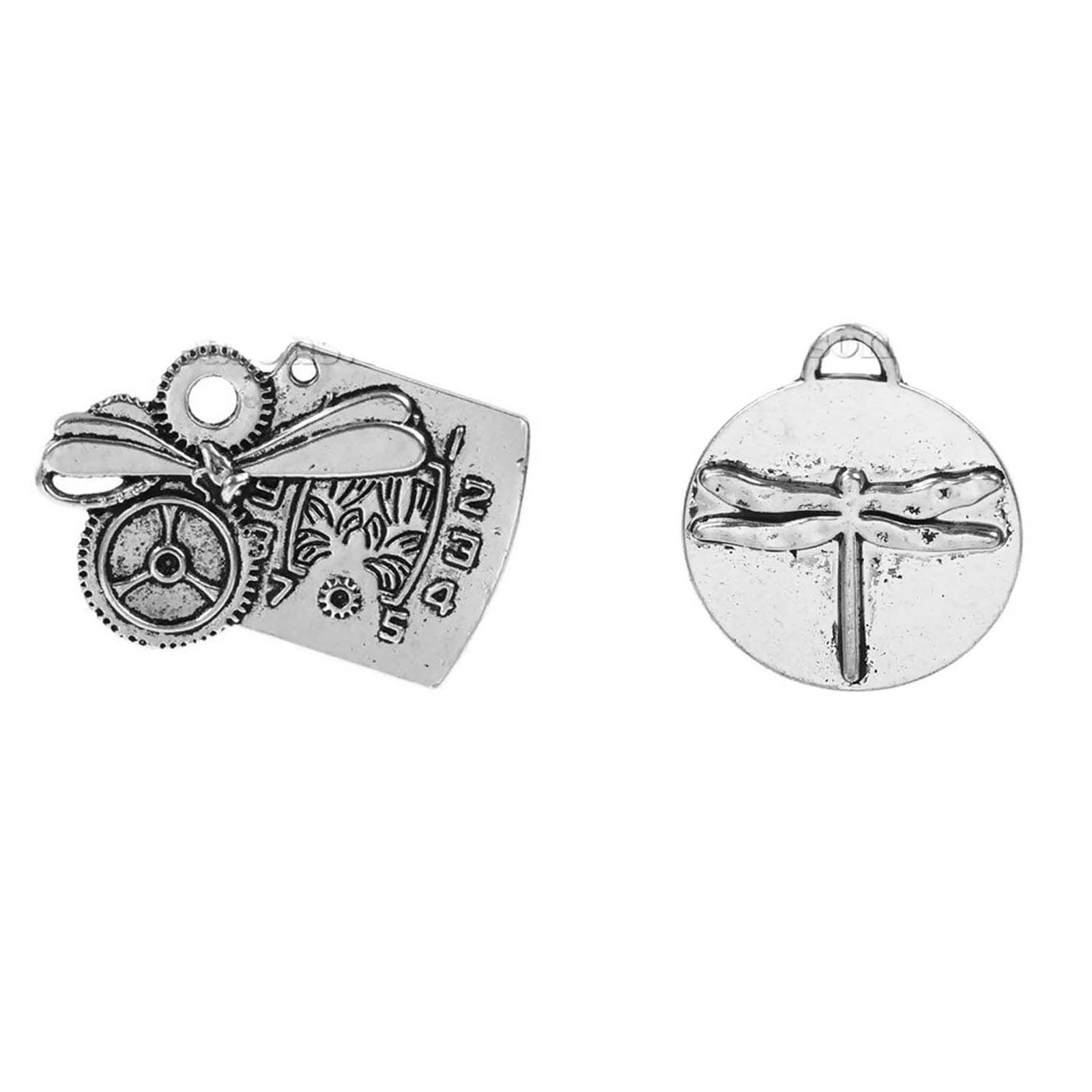 Picture of Zinc Based Alloy Charms Dragonfly Antique Silver 19mm x15mm( 6/8" x 5/8"), 50 PCs