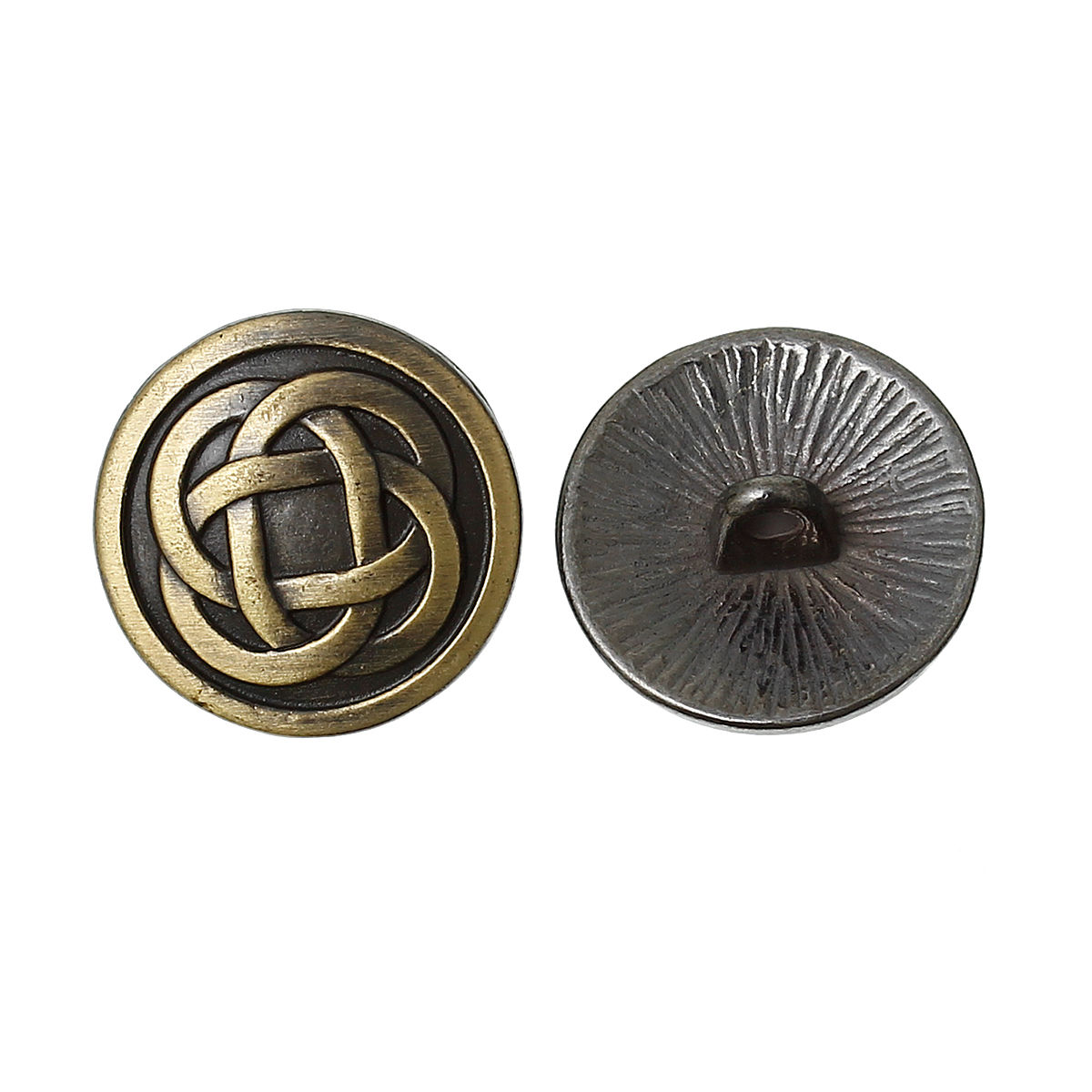 Picture of Zinc Based Alloy Metal Sewing Shank Buttons Round Antique Bronze Celtic Knot Carved 17mm(5/8") Dia, 20 PCs