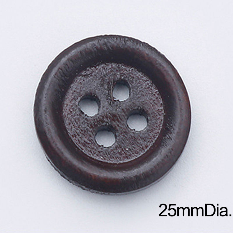 Picture of Wood Sewing Buttons Scrapbooking 4 Holes Round Light Brown 25mm Dia., 100 PCs
