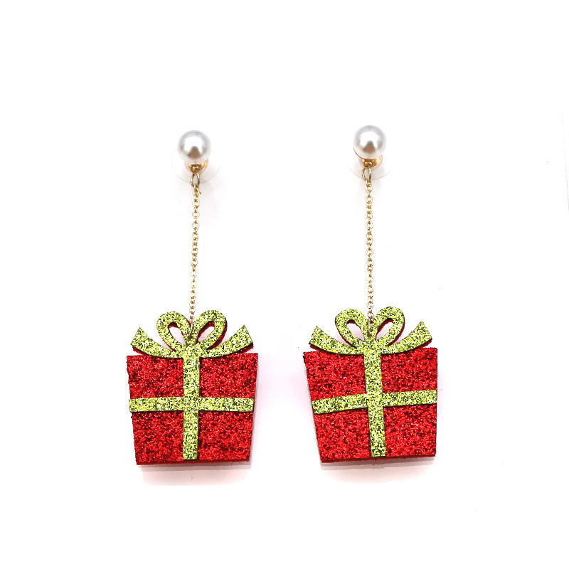 Bild von Vliesstoff Ohrring Vergoldet Weiß Weihnachten Schneemann Glitzert 7cm, 1 Paar