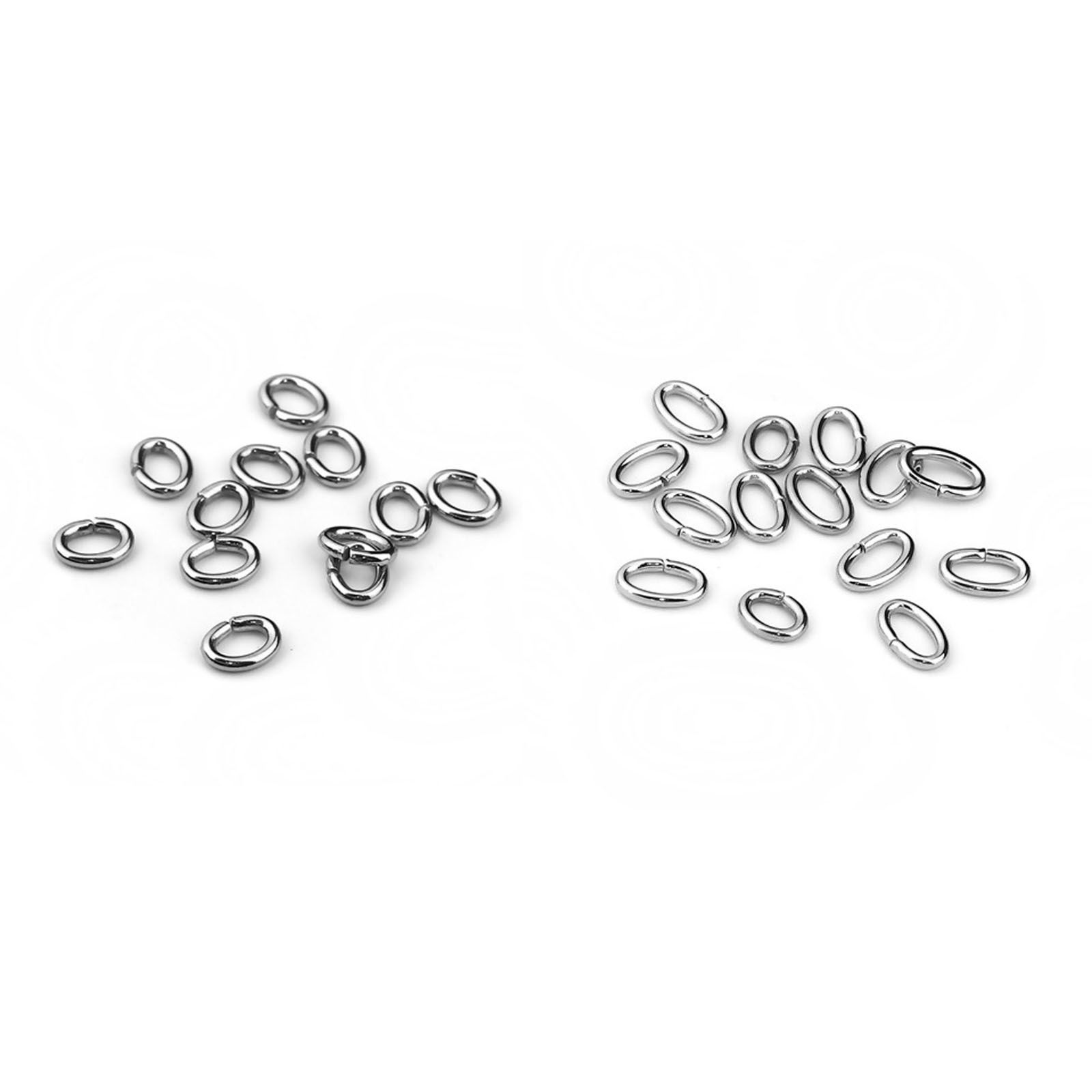 Picture of Stainless Steel Opened Jump Rings Findings Oval Silver Tone 8mm( 3/8") x 5mm( 2/8"), 200 PCs