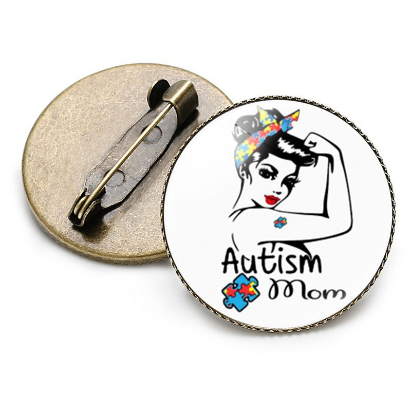 Image de Broche Epingle Main Pièce de Puzzle de Sensibilisation à l'Autisme Multicolore 25mm Dia., 1 Pièce
