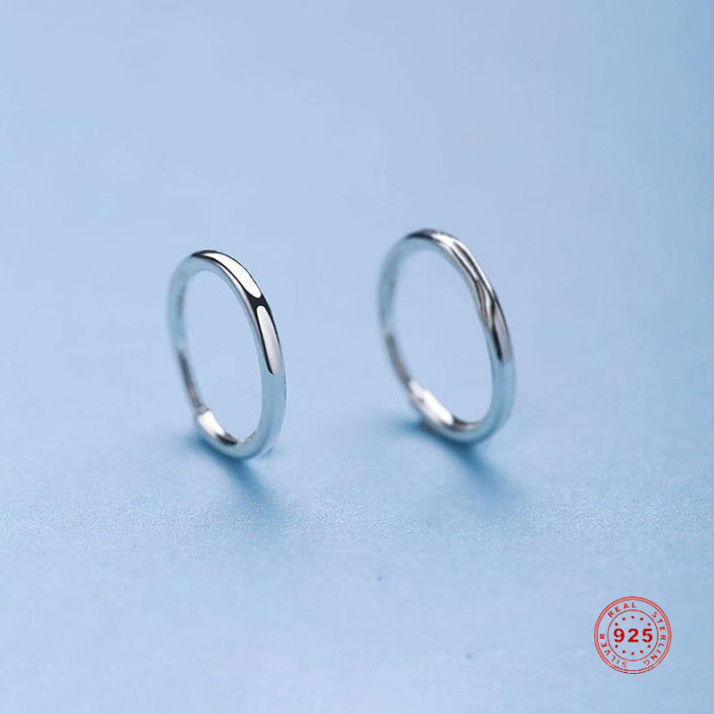 Picture of Sterling Silver Hoop Earrings Silver Color Circle Ring 14.5mm Dia., Post/ Wire Size: (19 gauge), 1 Pair
