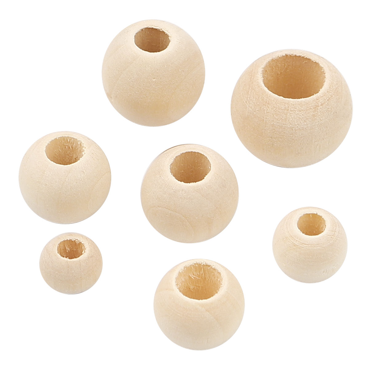 Picture of Hinoki Wood Spacer Beads Round Natural About 20mm Dia., Hole: Approx 9.7mm, 50 PCs