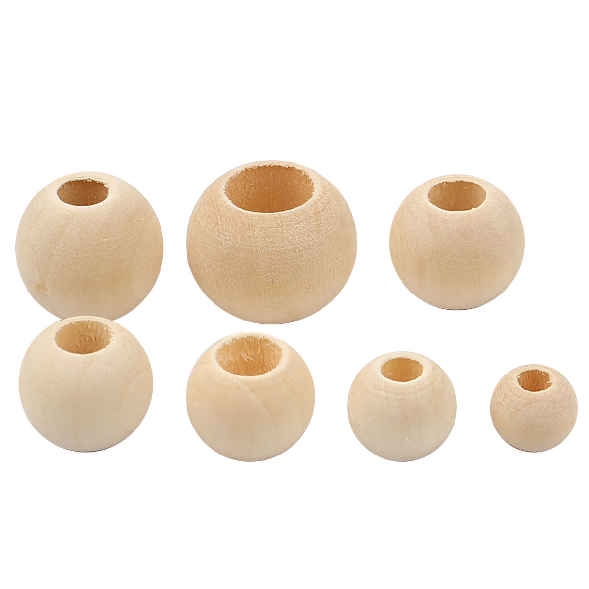 Picture of Hinoki Wood Spacer Beads Round Natural About 20mm Dia., Hole: Approx 9.7mm, 50 PCs
