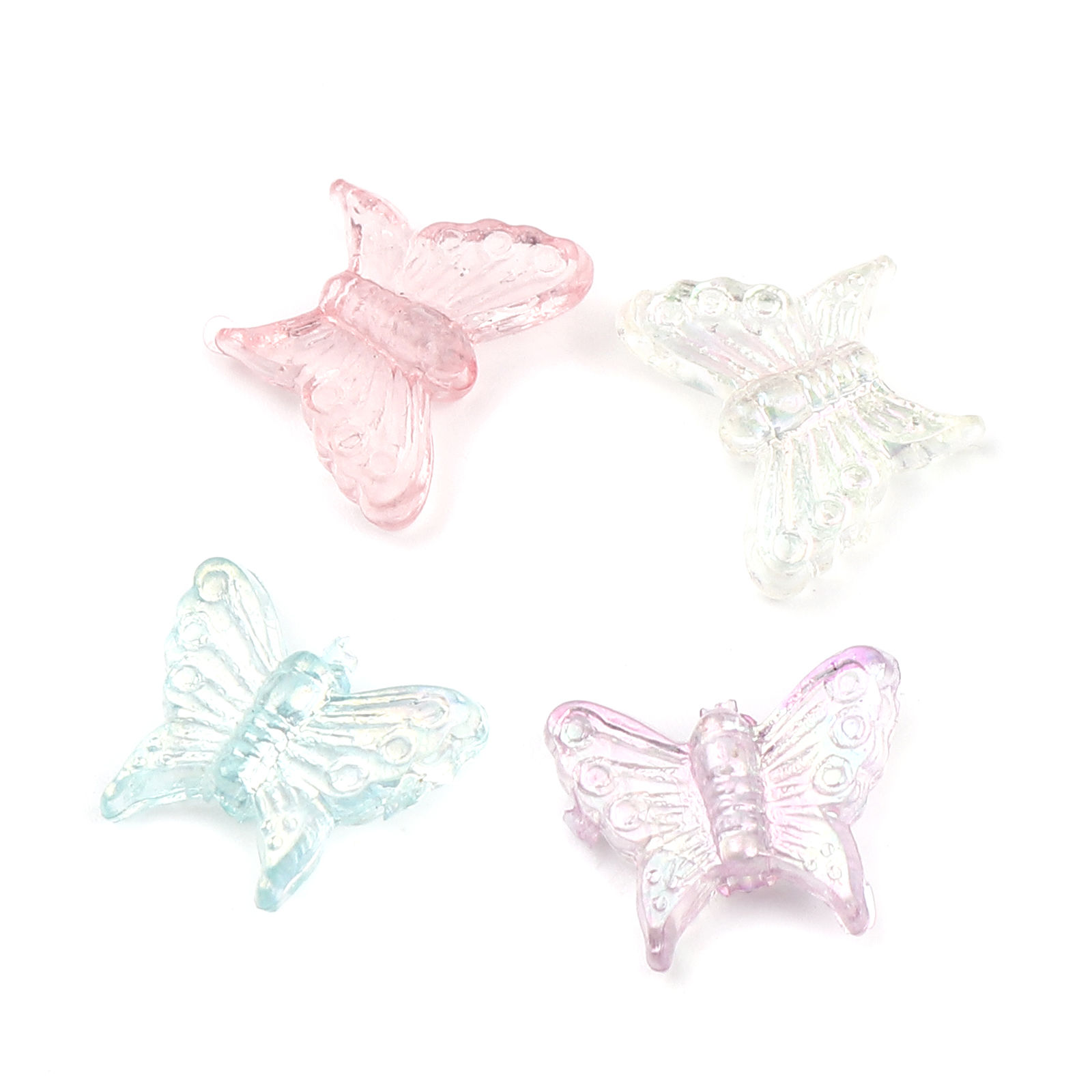 Picture of Acrylic Insect Beads Butterfly Animal White AB Color ABout 16mm x 13mm, Hole: Approx 1.4mm, 100 PCs