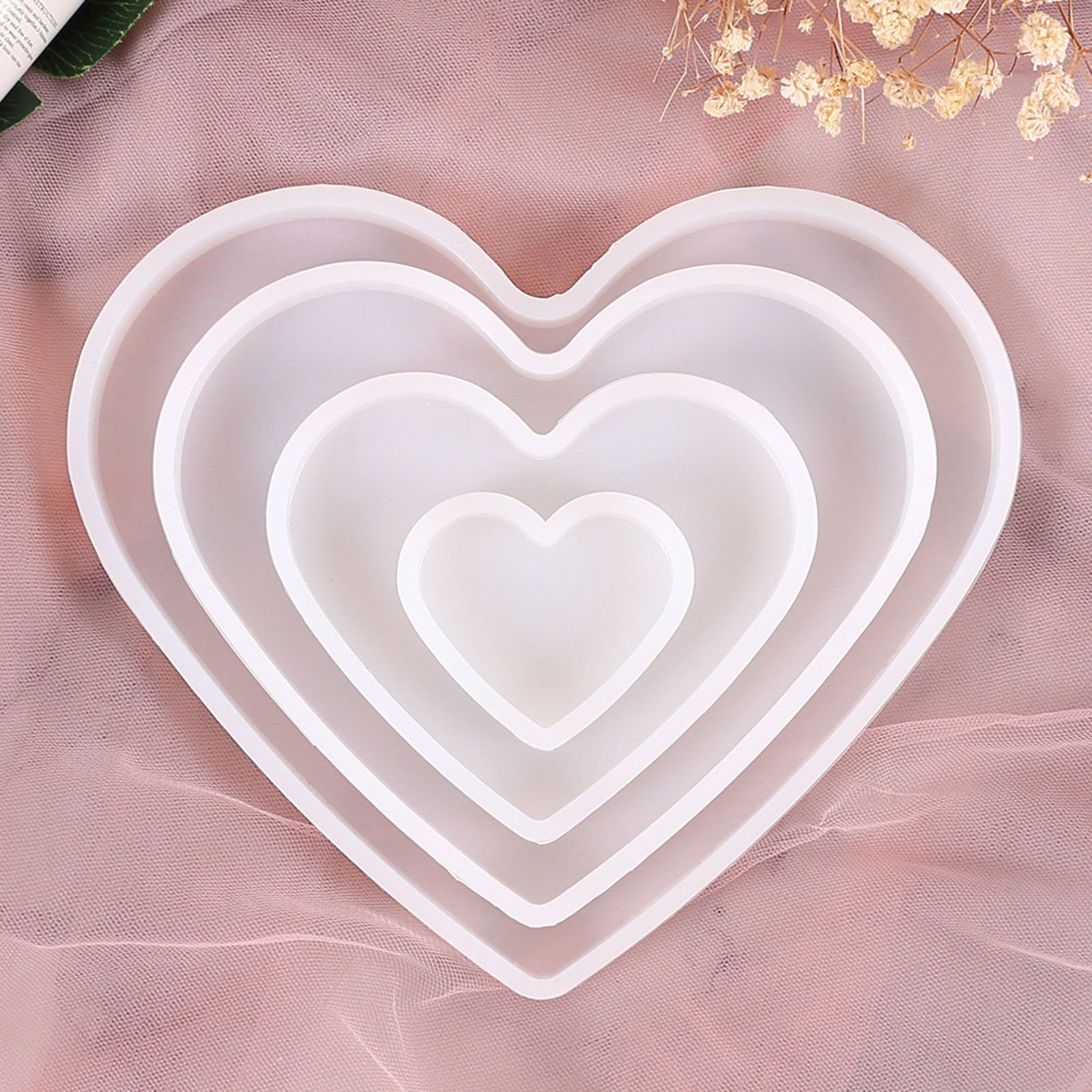Bild von Silikon-Harz-Form für Schmuck machen Herz weiß 15cm x 11cm, 1 Stück