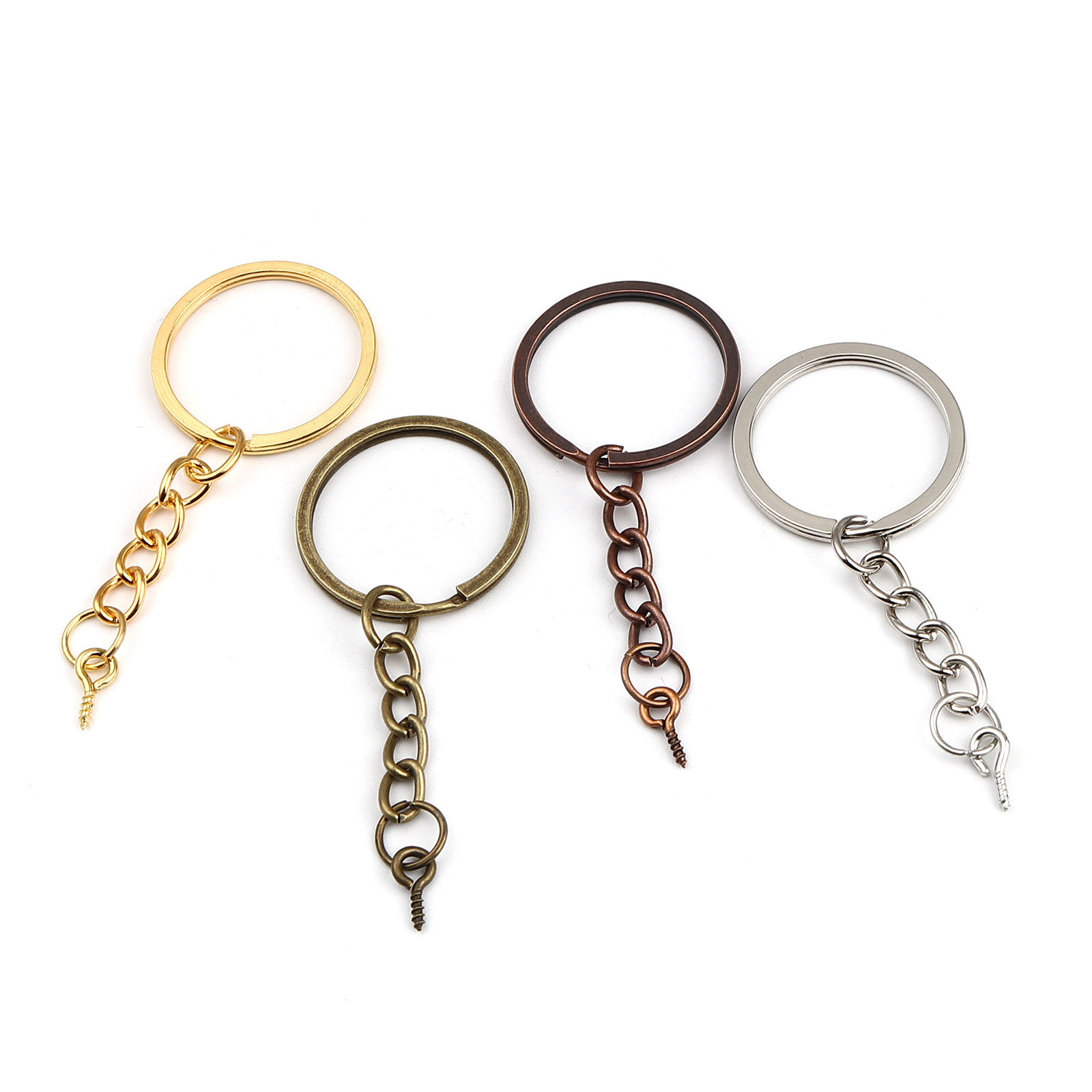 Picture of Zinc Based Alloy Keychain & Keyring Antique Copper Circle Ring 67mm x 27mm, 20 PCs