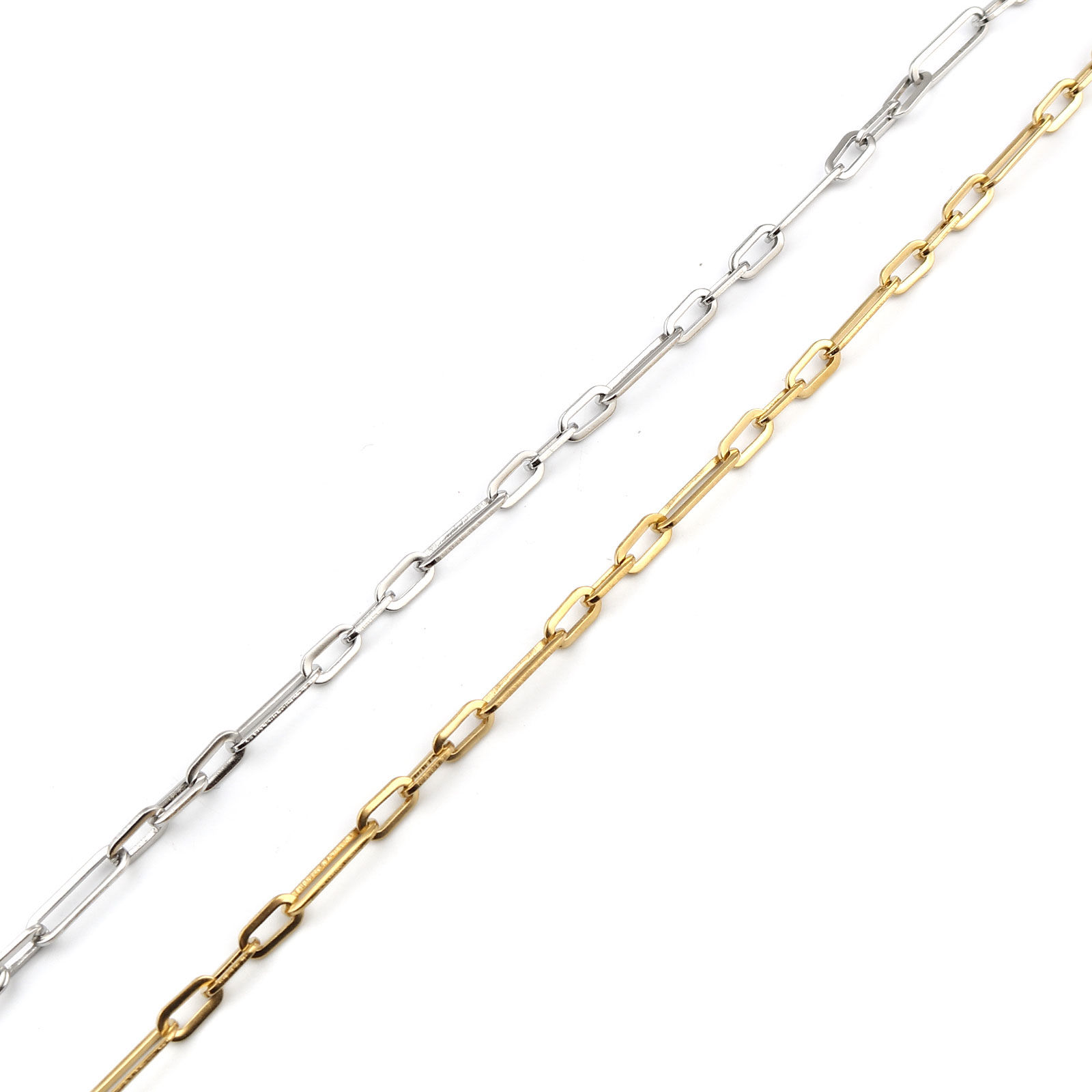 Imagen de Acero Inoxidable Collares Chapado en Oro Óvalo 50cm longitud, 1 Unidad