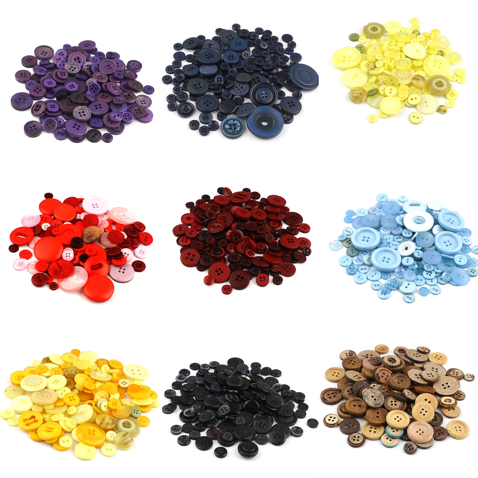 Picture of Resin Sewing Buttons Scrapbooking Mixed Round At Random Pattern Coffee 3cm - 0.9cm Dia, 1 Packet (Approx 660 PCs/Packet)