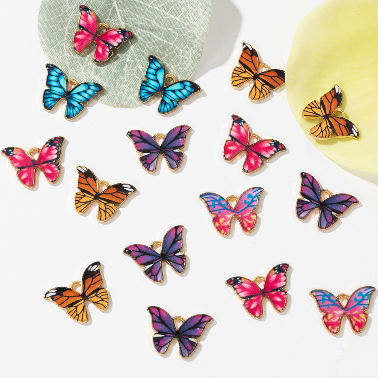 Picture of Zinc Based Alloy Insect Charms Butterfly Animal Enamel 10 PCs