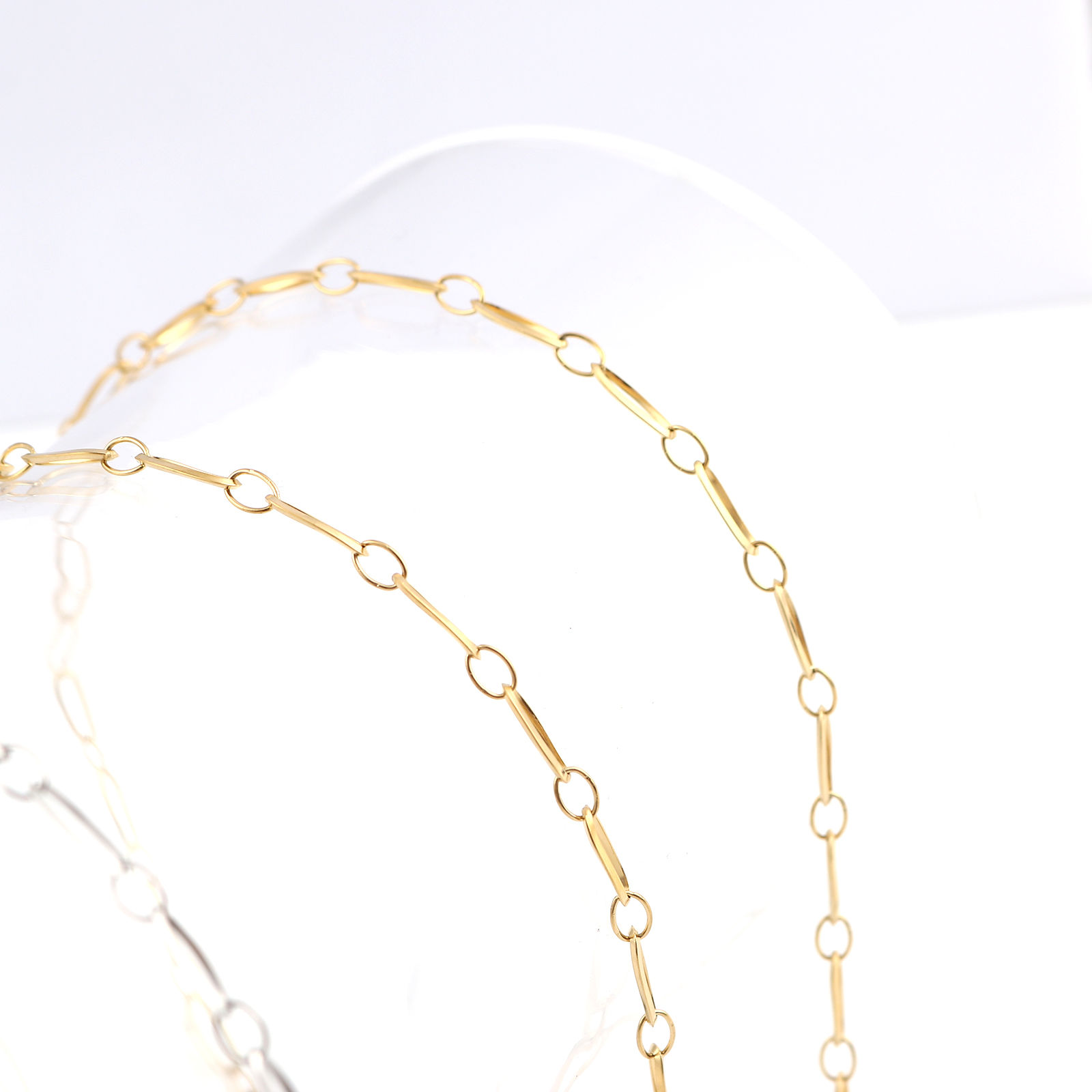 Bild von Edelstahl Halskette Vergoldet Oval 50cm lang, 1 Strang