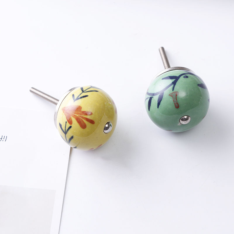 Imagen de Red - 17# Ceramic Ball Handles Pulls Knobs For Drawer Cabinet Furniture Hardware 42x29mm, 1 Piece