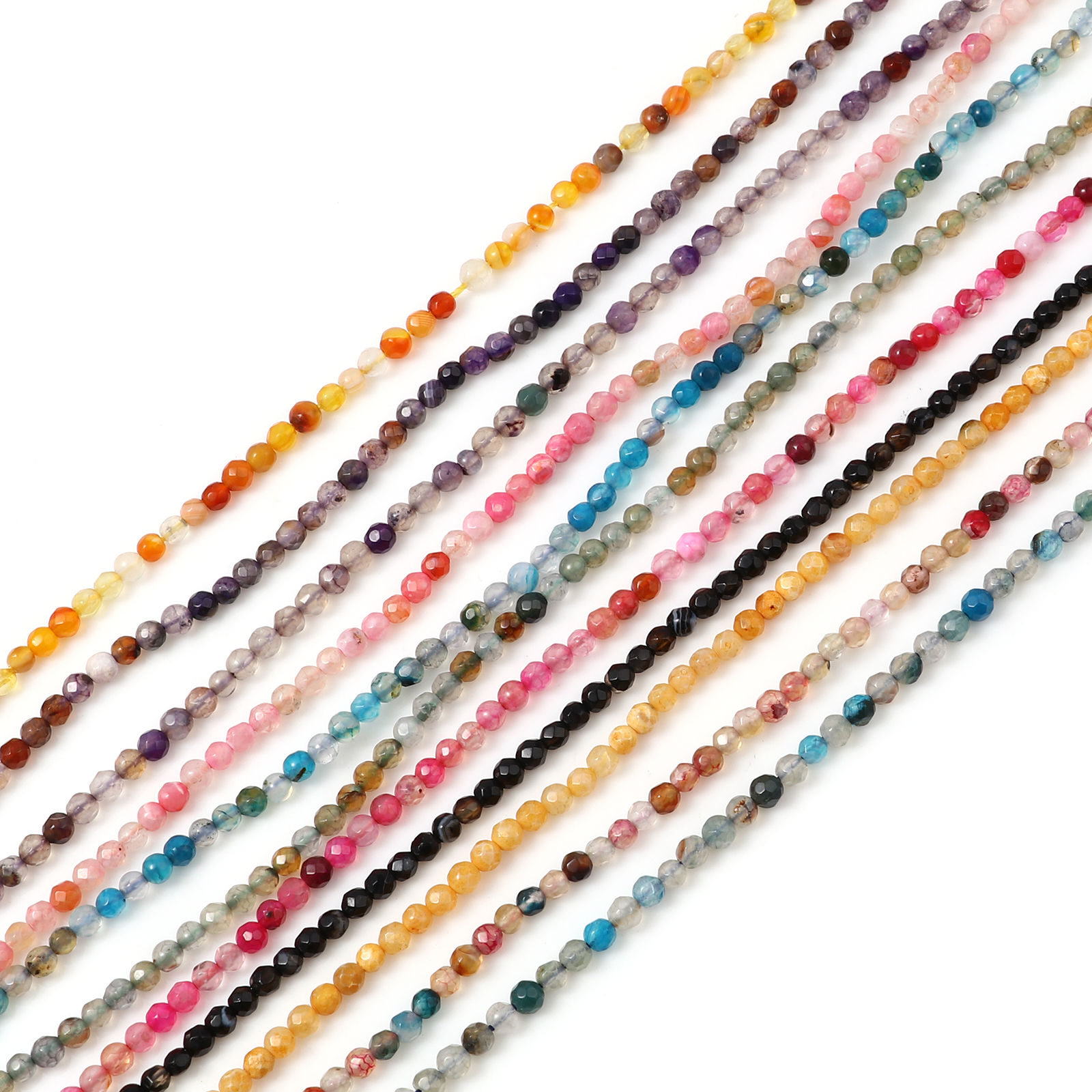 Immagine di (Grado B) Agata ( Tintura ) Perline Tondo Multicolore Sezione 3mm Dia, Foro: Circa 0.7mm, 37cm Lunghezza, 1 Filo ( 115 Pz / grammo)