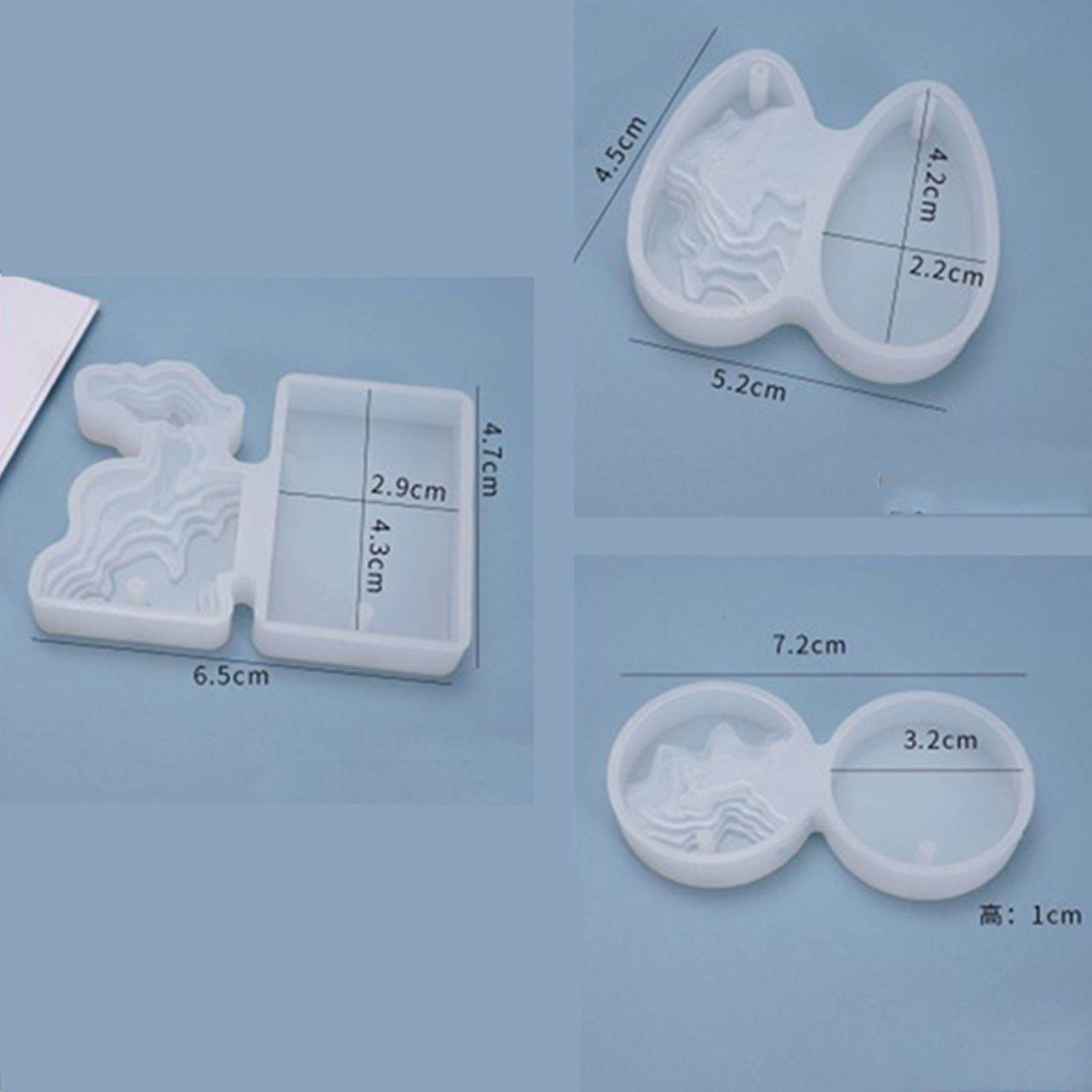 Picture of Silicone Resin Mold For Jewelry Making Pendant Rectangle White 6.5cm x 4.7cm, 1 Piece