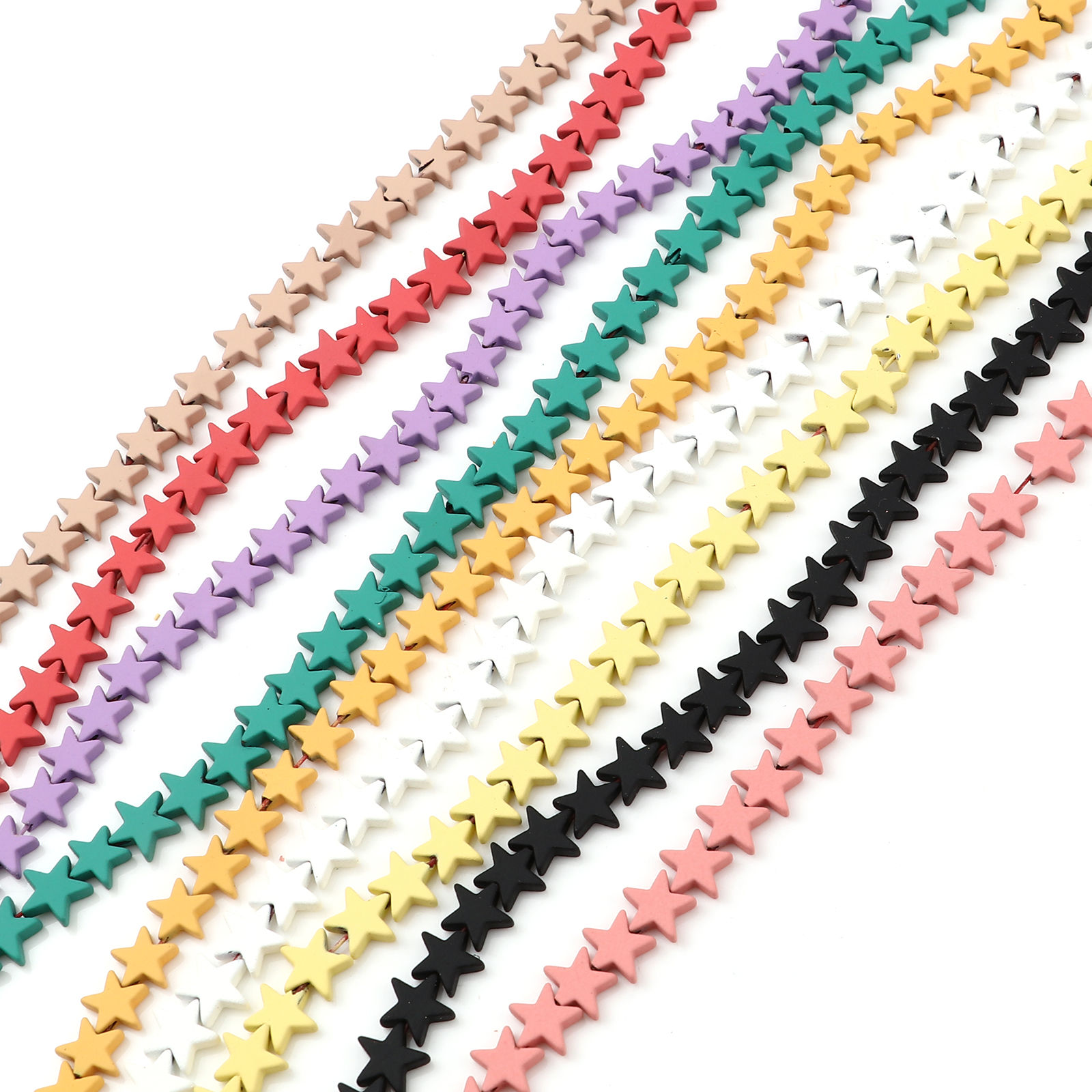 Immagine di (Grado B) Ematite ( Naturale ) Perline Stella a Cinque Punte Multicolore Imitazione di Gomma Come 9mm x 8mm, Foro:circa 1mm, 39.3cm L unghezza, 1 Filo (Corca 60 Pz/ Sfilza)