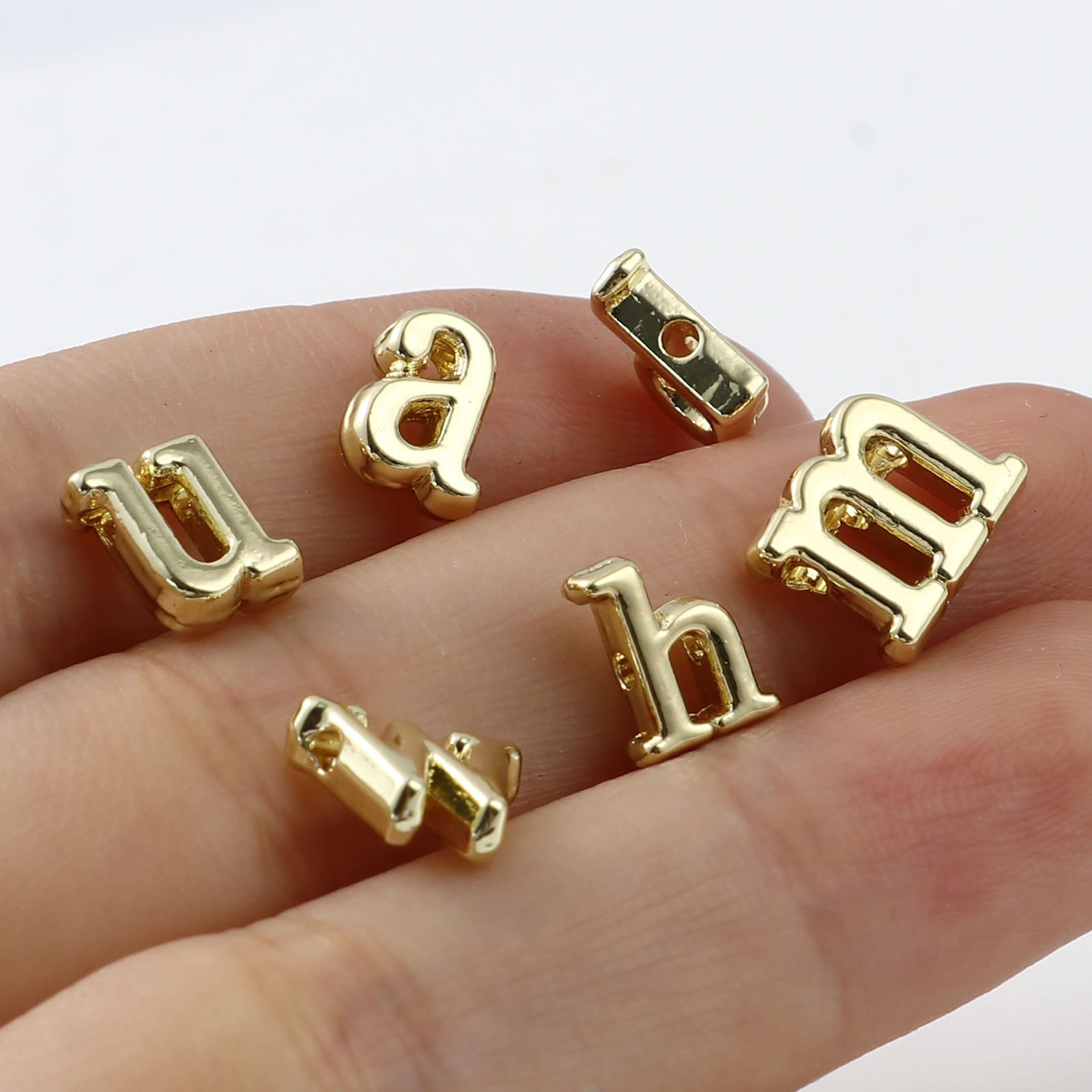 Immagine di Lega di Zinco Perline Lettere Minuscole Oro Placcato Lettere " z " Circa 8mm x 6mm, Foro:Circa 1.4mm, 20 Pz