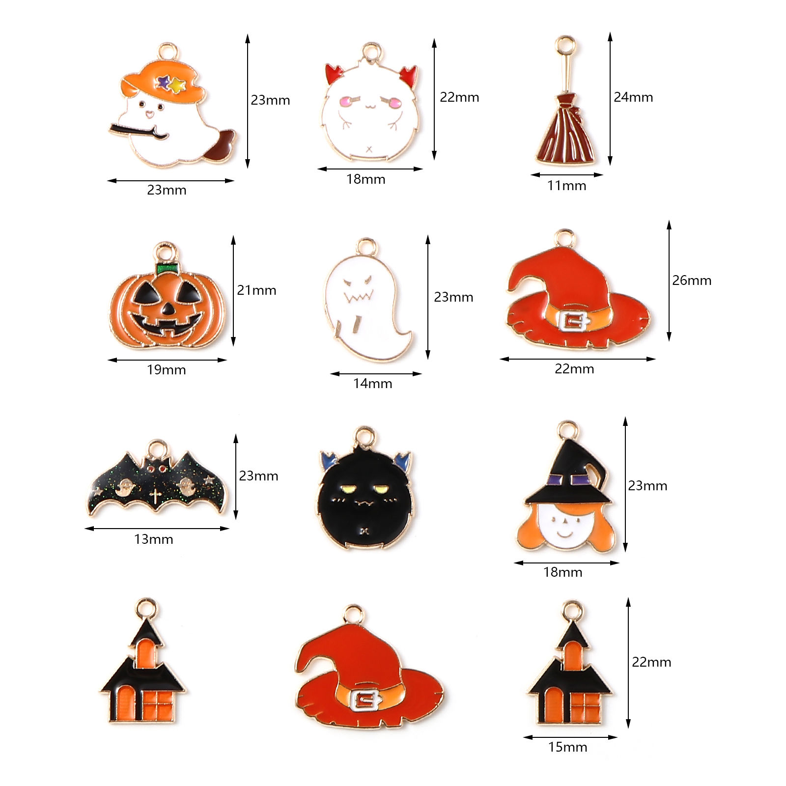 Picture of Zinc Based Alloy Halloween Charms KC Gold Plated Multicolor Enamel 10 PCs