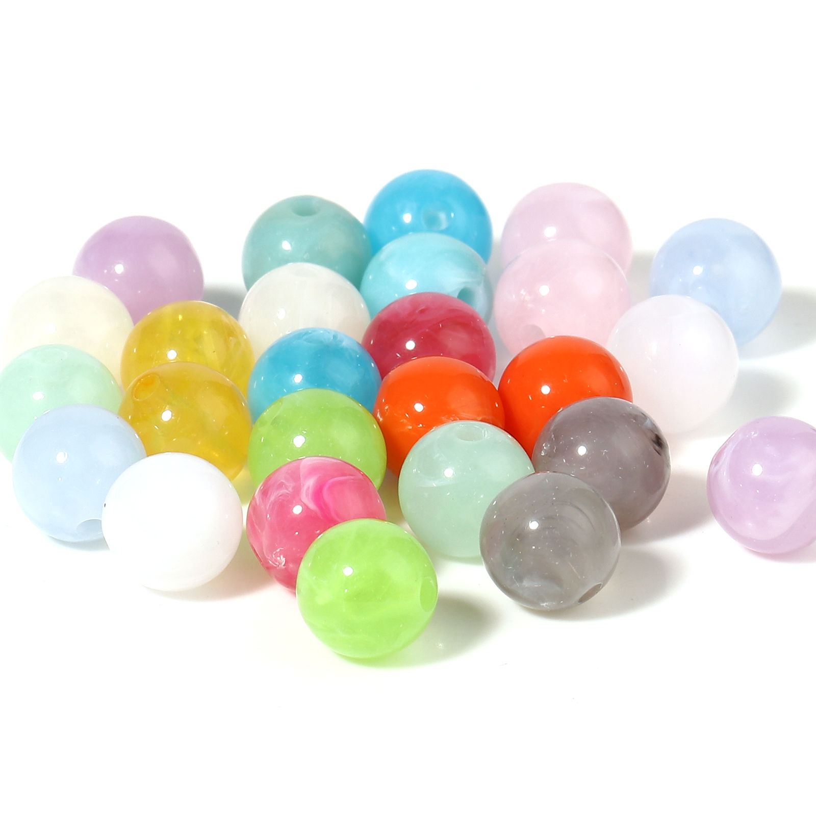 Immagine di Acrilato Perline Tondo Multicolore Circa 10mm Dia, Foro: Circa 2mm, 100 Pz