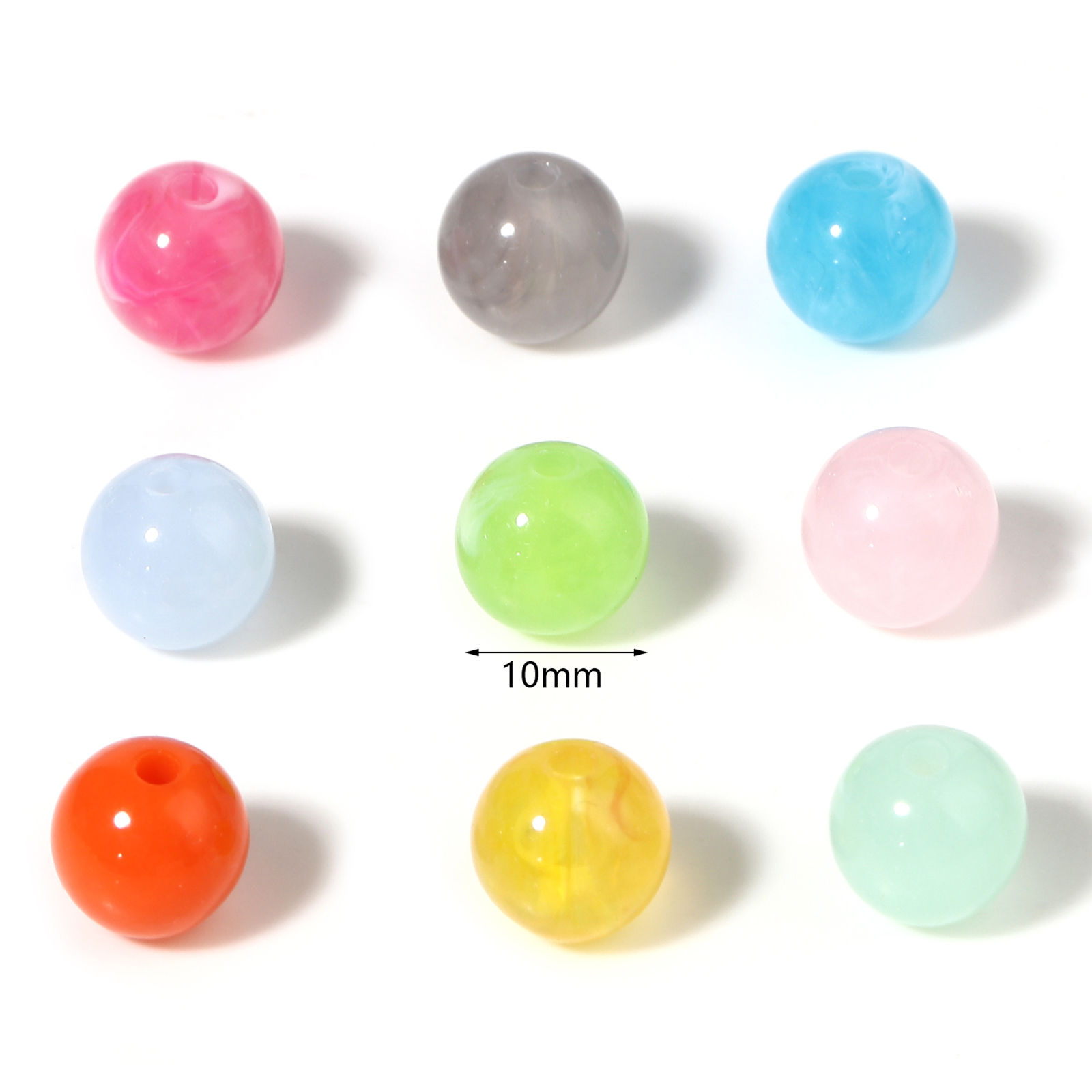 Immagine di Acrilato Perline Tondo Multicolore Circa 10mm Dia, Foro: Circa 2mm, 100 Pz