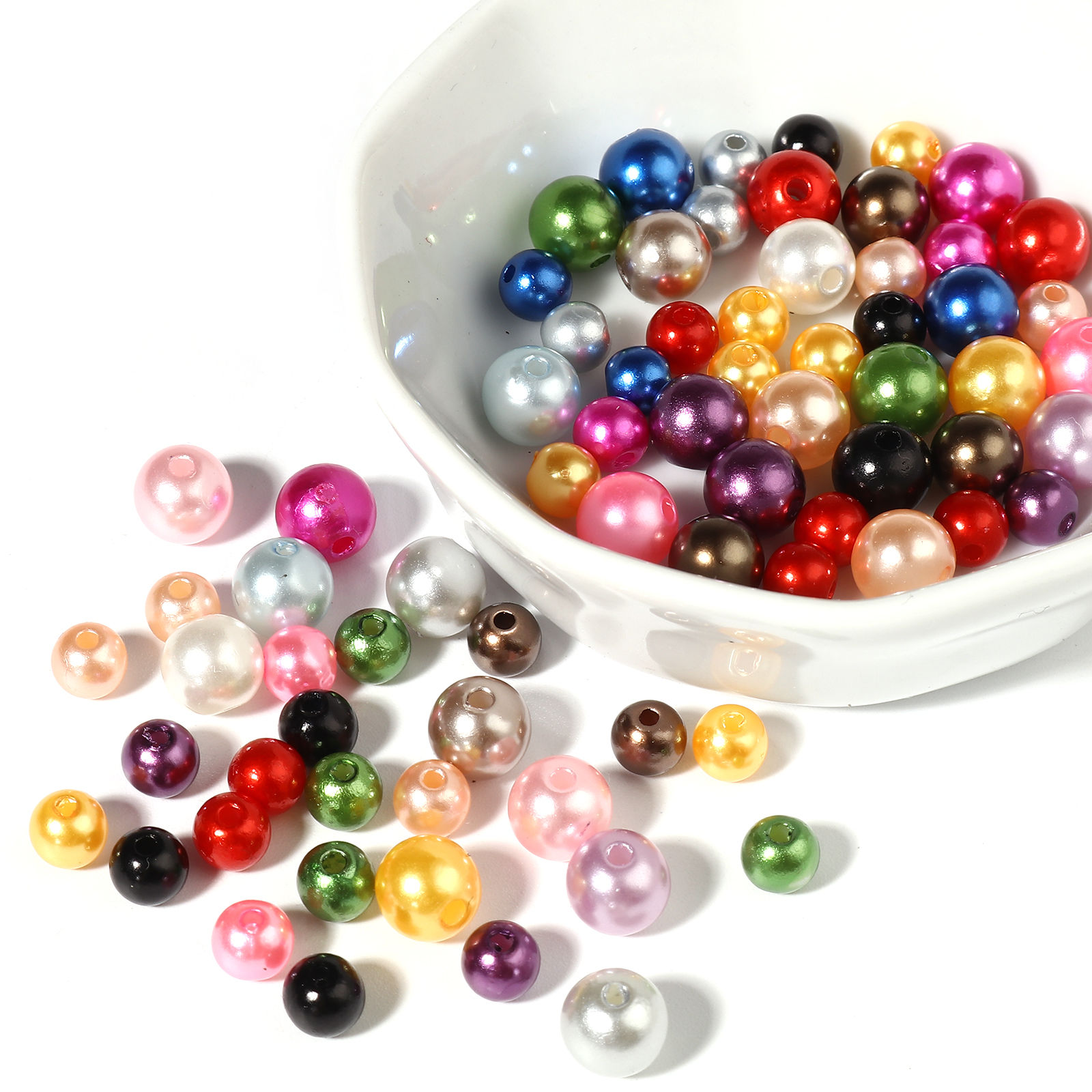 Imagen de Acrílico Cuentas Ronda , Multicolor Imitación de perla 1000 Unidades