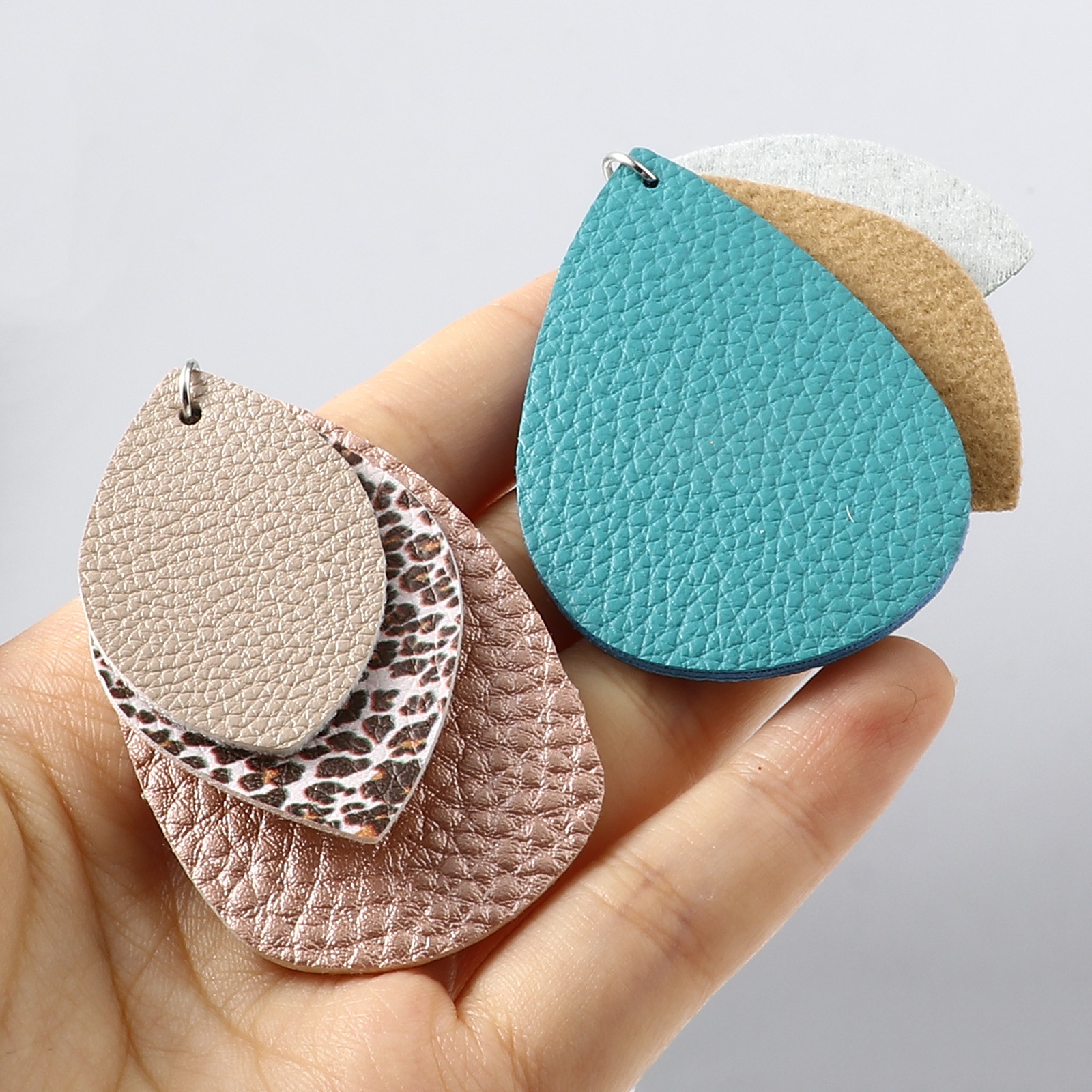 Picture of PU Leather Pendants Drop Multicolor Leopard Print 5.8cm x 3.7cm, 5 PCs