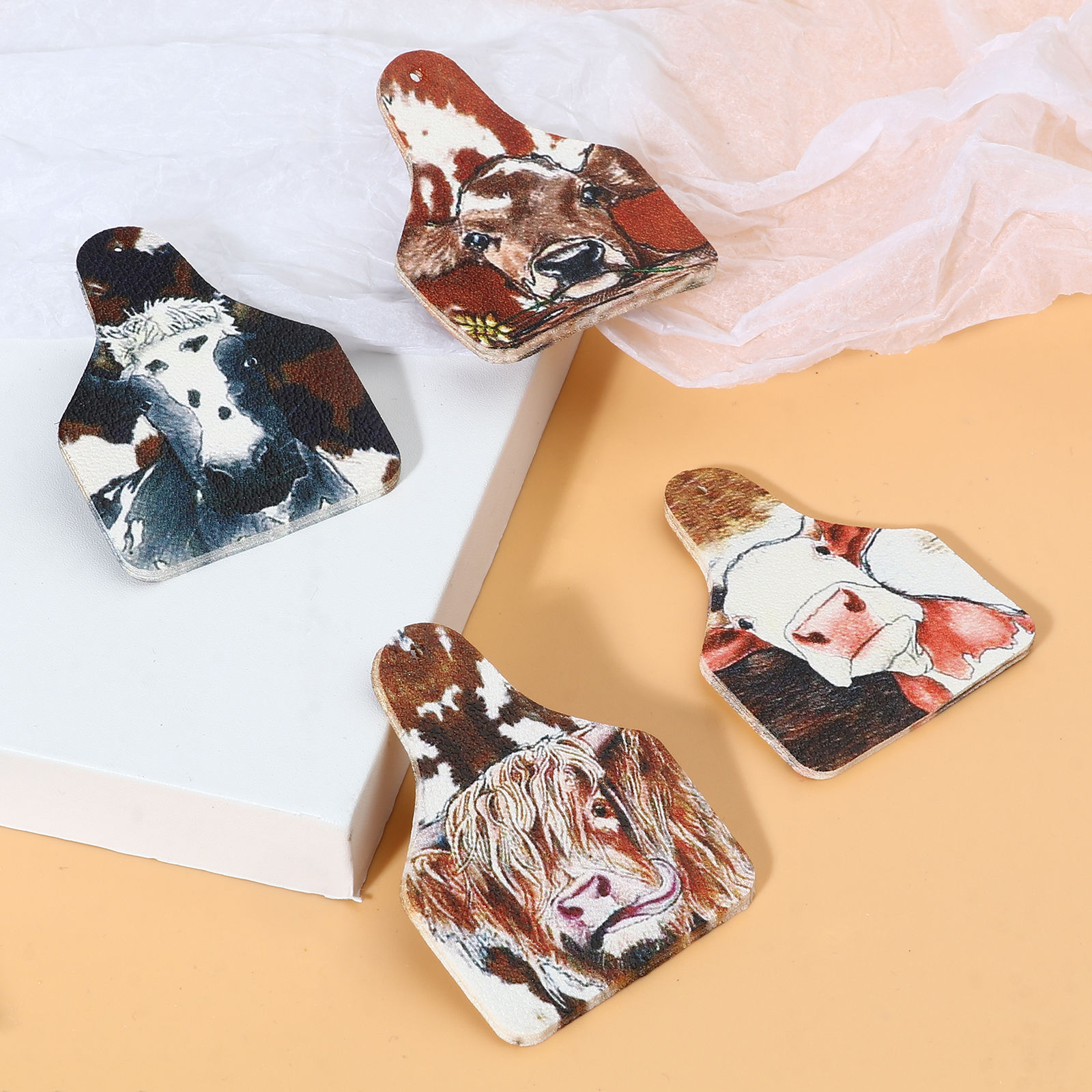 Picture of PU Leather Pendants Beer Bottle Multicolor Cow 5cm x 3.8cm, 5 PCs