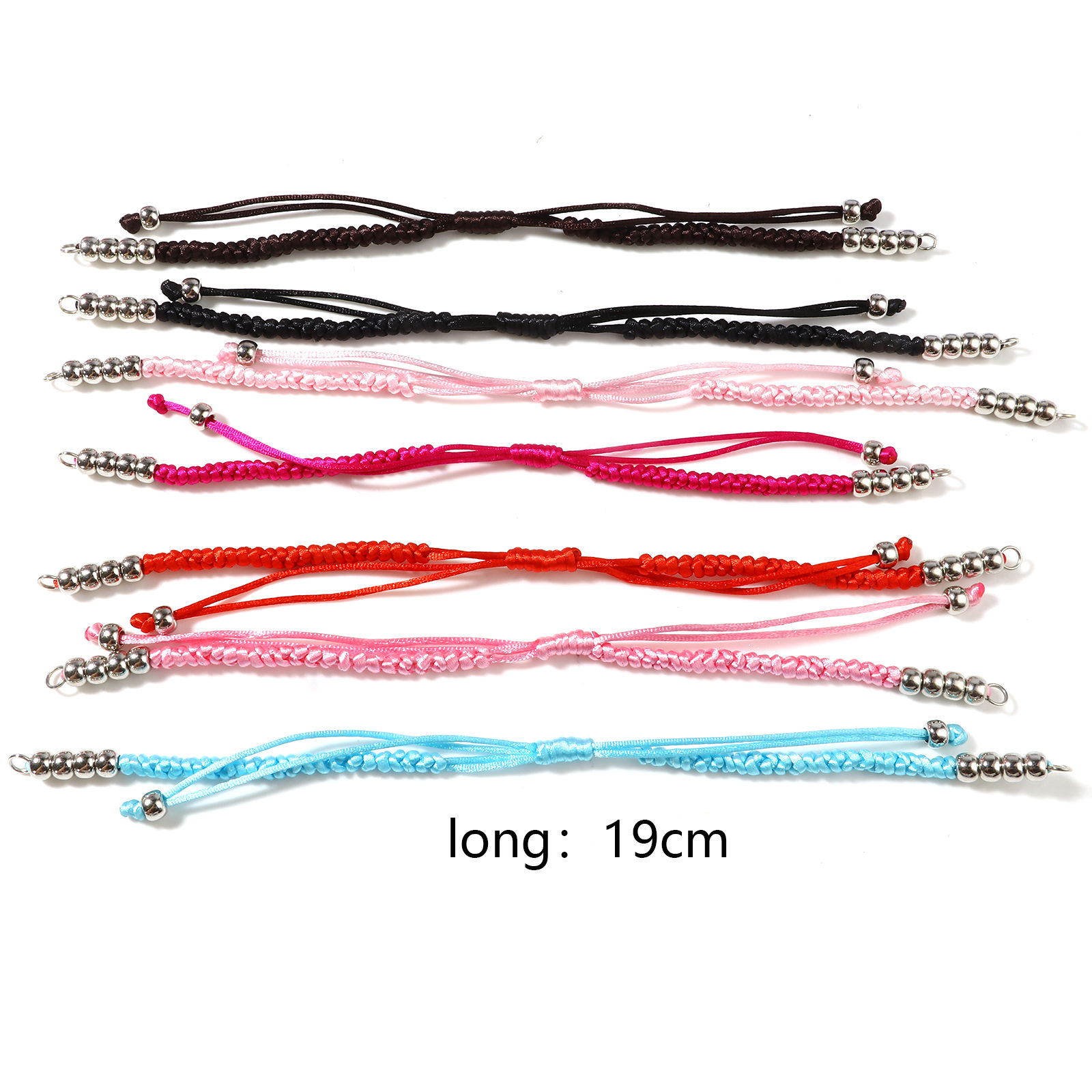 Bild von Terylen Geflochtene Armbänder Zubehör Silberfarbe Bunt Verstellbar 19cm lang, 5 Strange