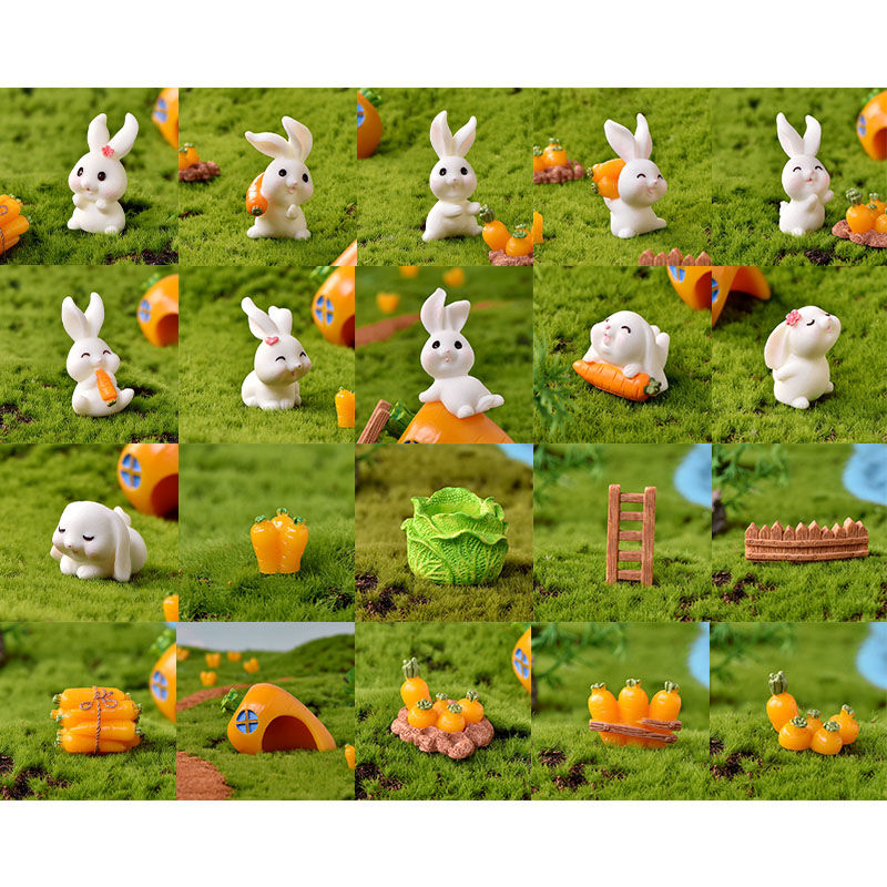 Bild von Kaninchen Hase Paradies Harz Mikro Landschaft Miniatur Dekoration