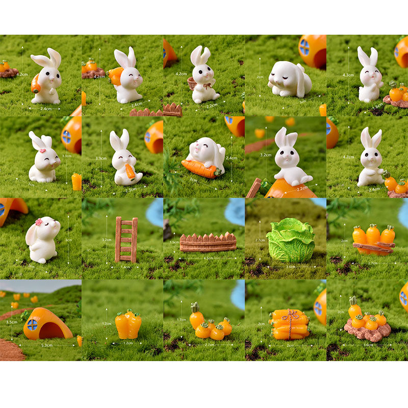 Bild von Kaninchen Hase Paradies Harz Mikro Landschaft Miniatur Dekoration