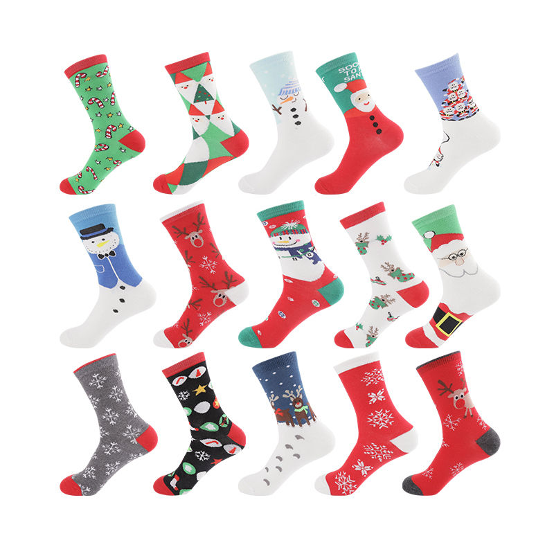Immagine di Red - 24# Christmas Winter Warm Couple Unisex Cotton Socks Size 37-43, 1 Pair