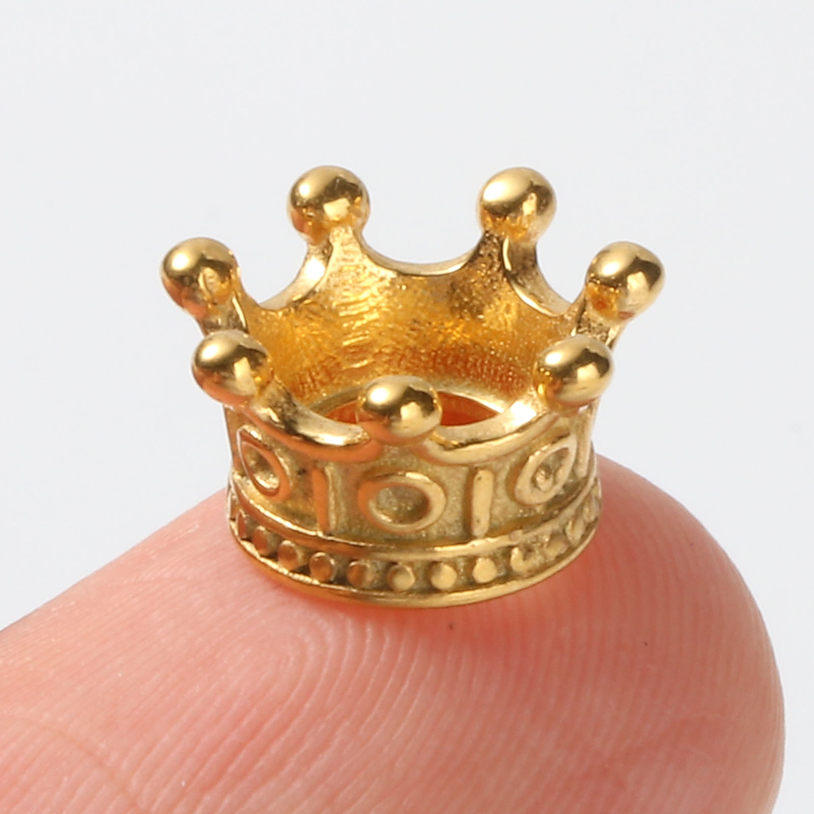Immagine di Acciaio Inossidabile Stile Europeo Perline Corona Nero 11mm x 6mm, Buco: Circa 4.9mm, 1 Pz