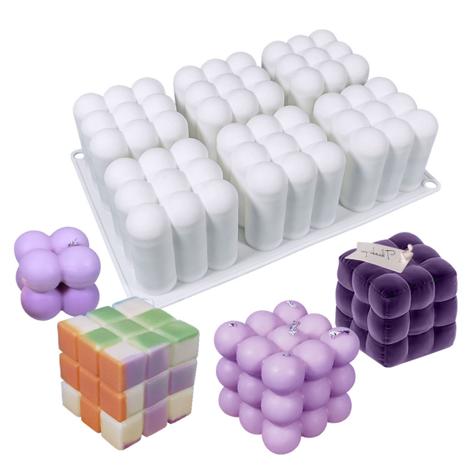 Picture of Silicone Resin Mold For Jewelry Making Candle Ball White 29.6cm x 17.2cm, 1 Piece