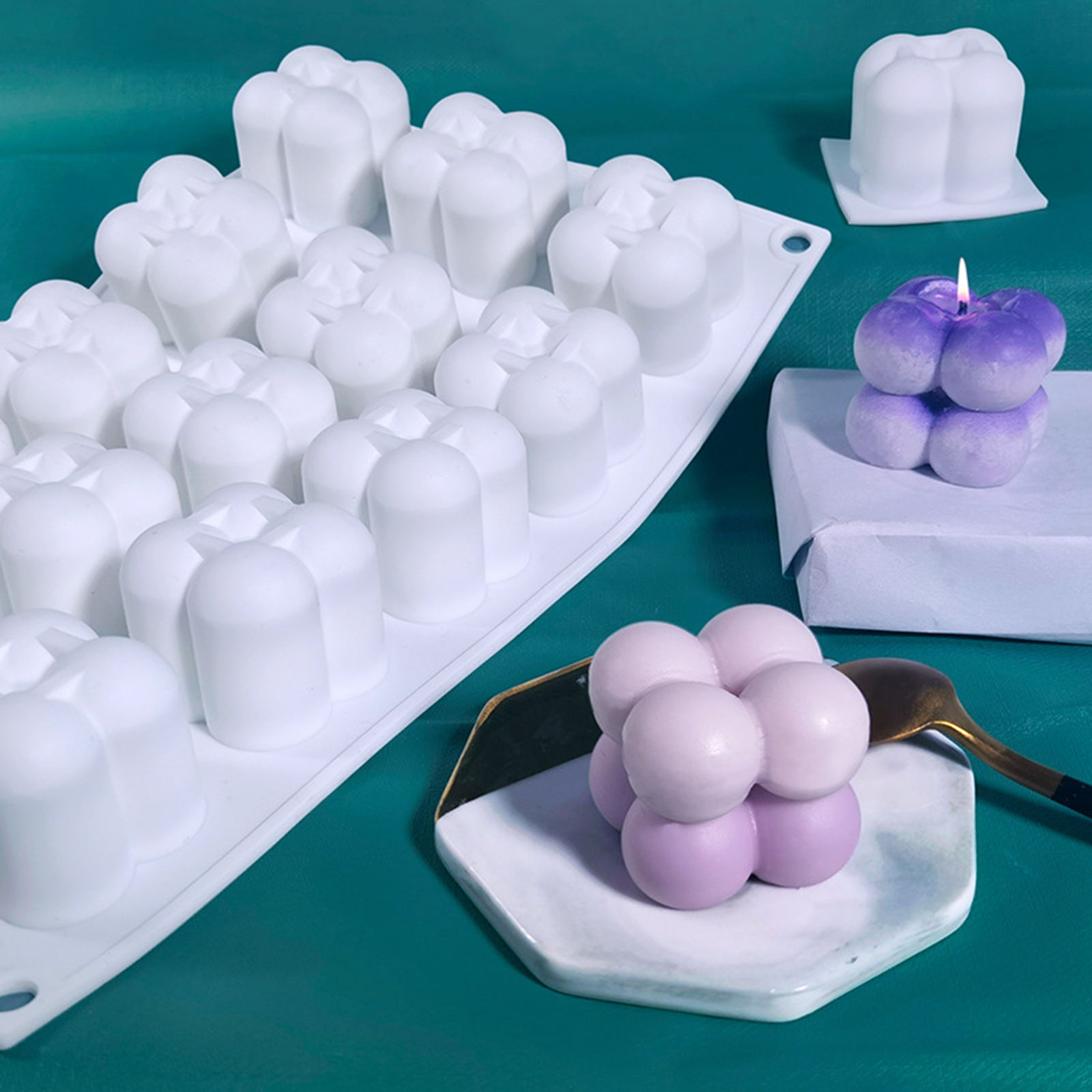 Picture of Silicone Resin Mold For Jewelry Making Candle Ball White 29.6cm x 17.2cm, 1 Piece