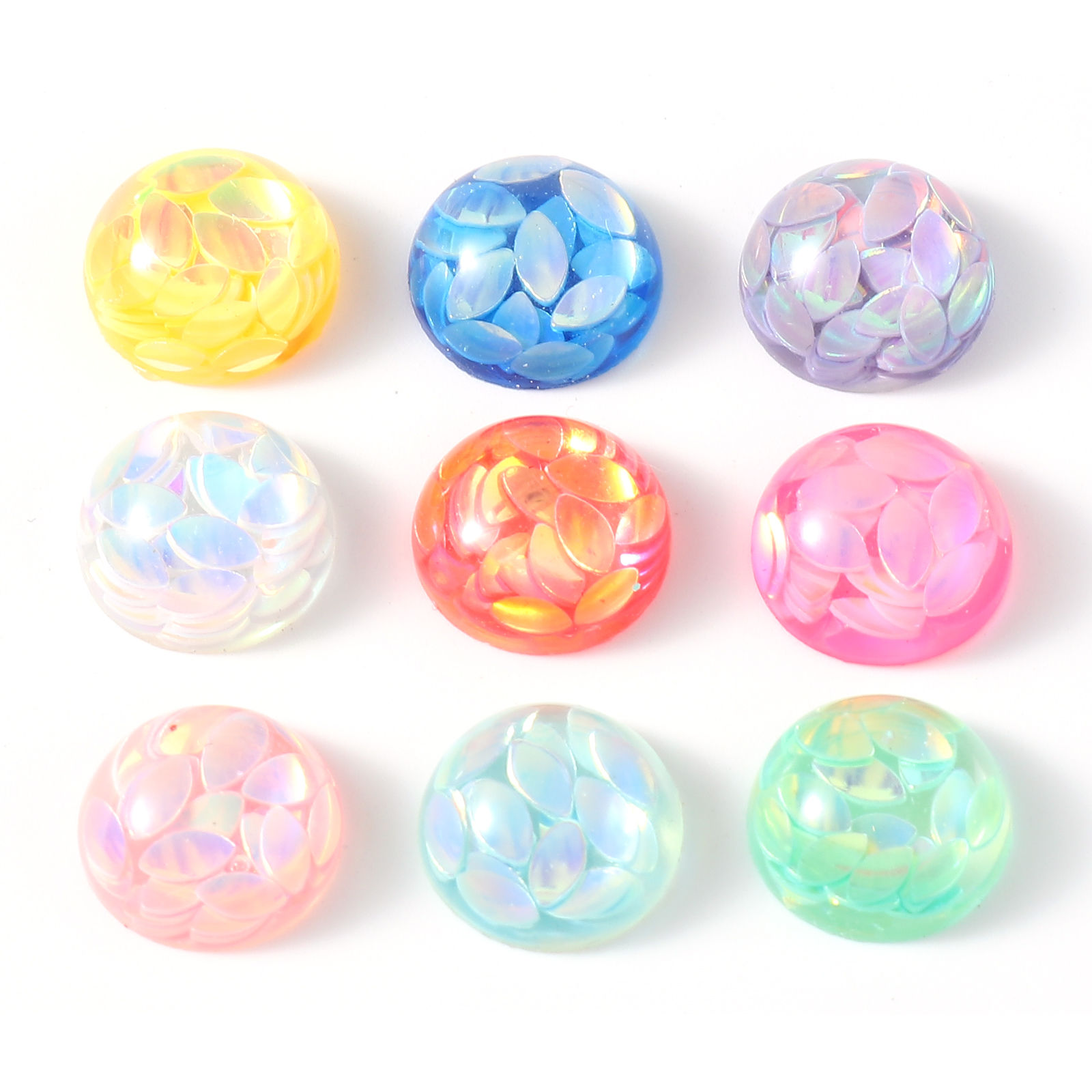 Immagine di Resina Cabochon per Abbellimento Tondo Blu Marino Paillettes 12cm Dia, 30 Pz