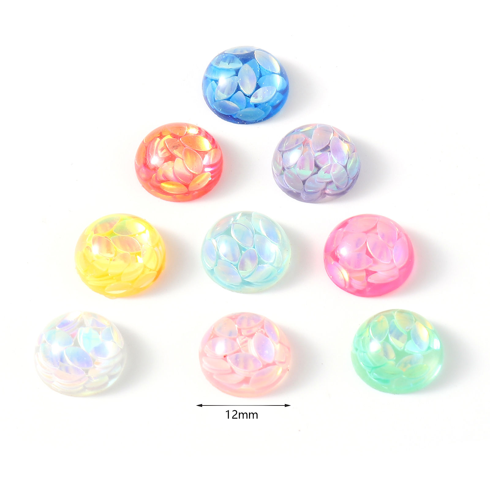 Immagine di Resina Cabochon per Abbellimento Tondo Blu Marino Paillettes 12cm Dia, 30 Pz